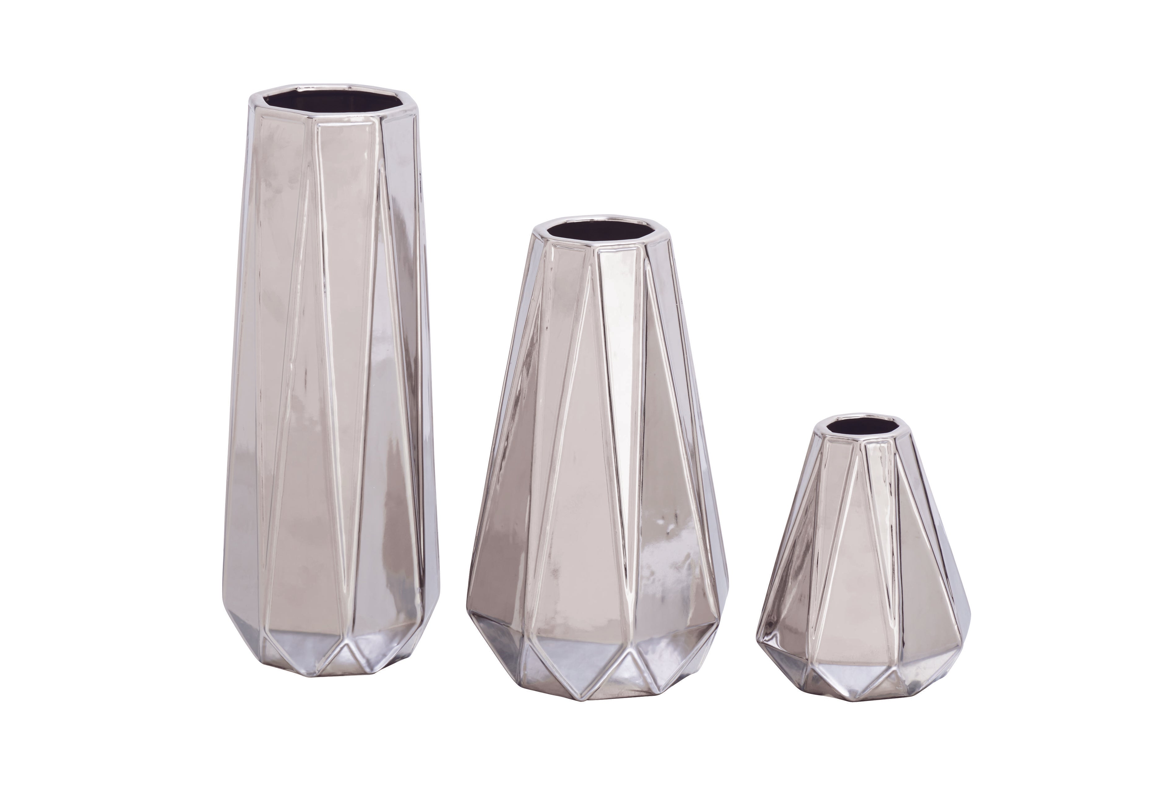 Set of 3 Ceramic Geometric Decorative Vase