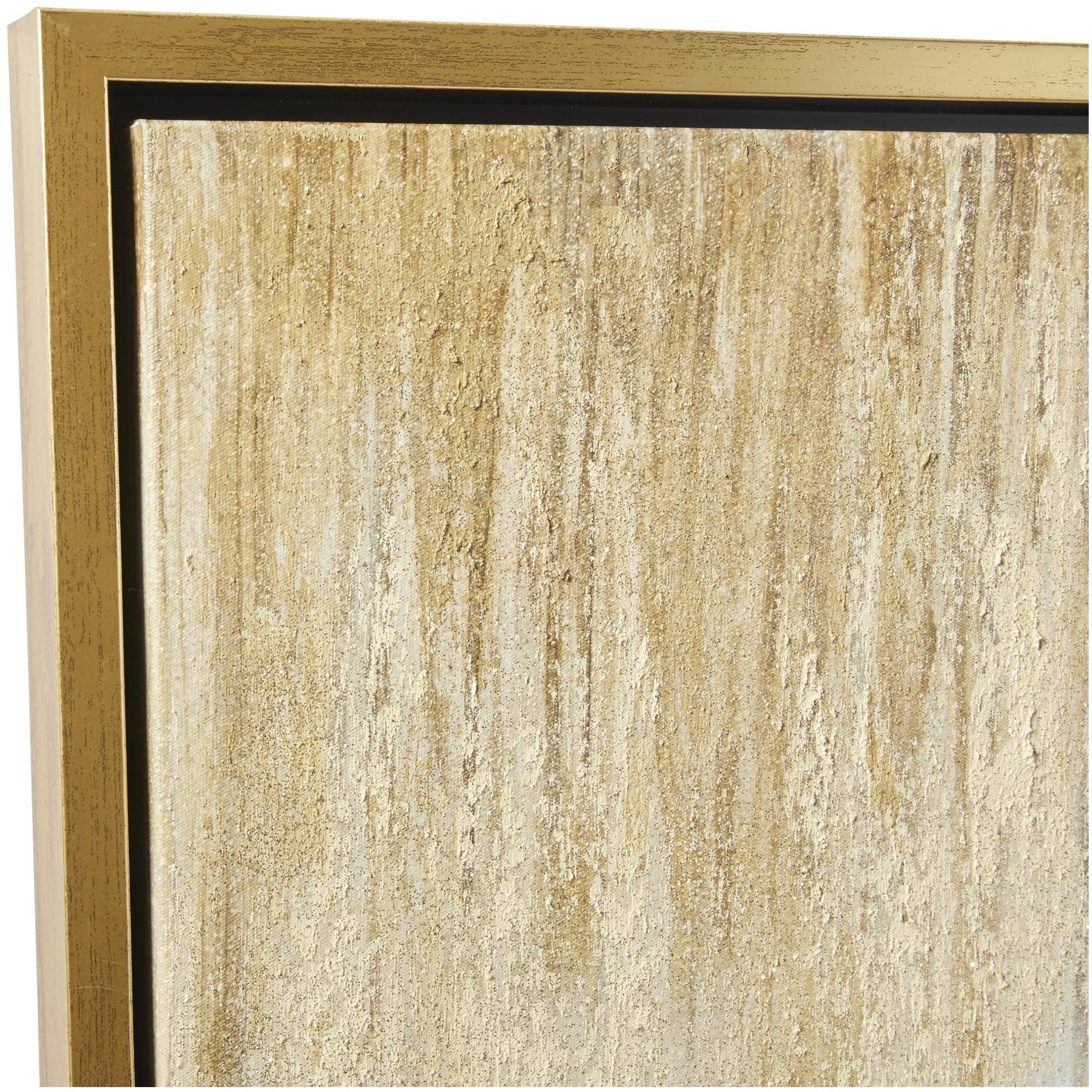 Set of 3 Geode Gold Canvas Ombre Living Room Framed Wall Art with Gold Frame
