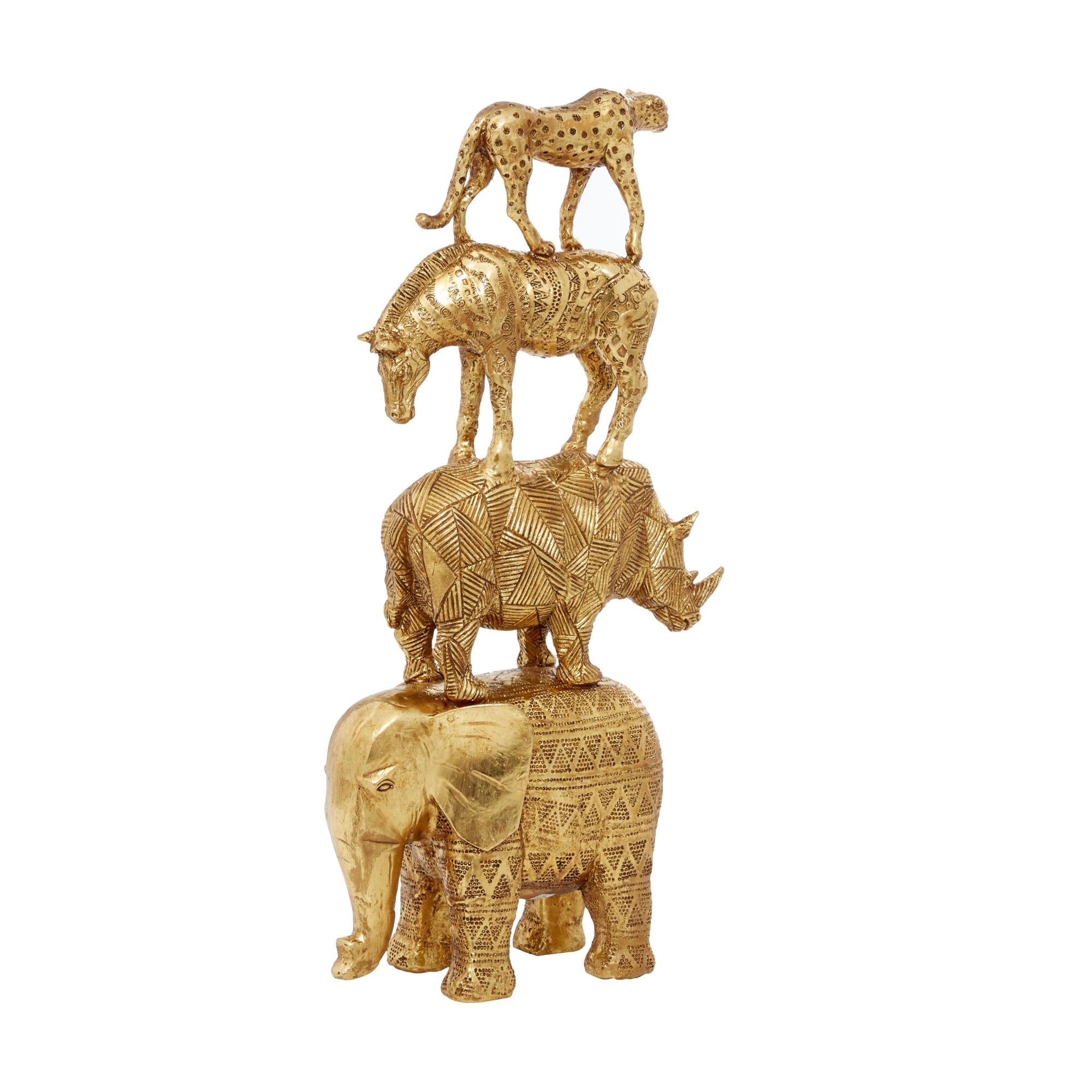 Safari Animals Gold Polyresin Decorative Sculpture