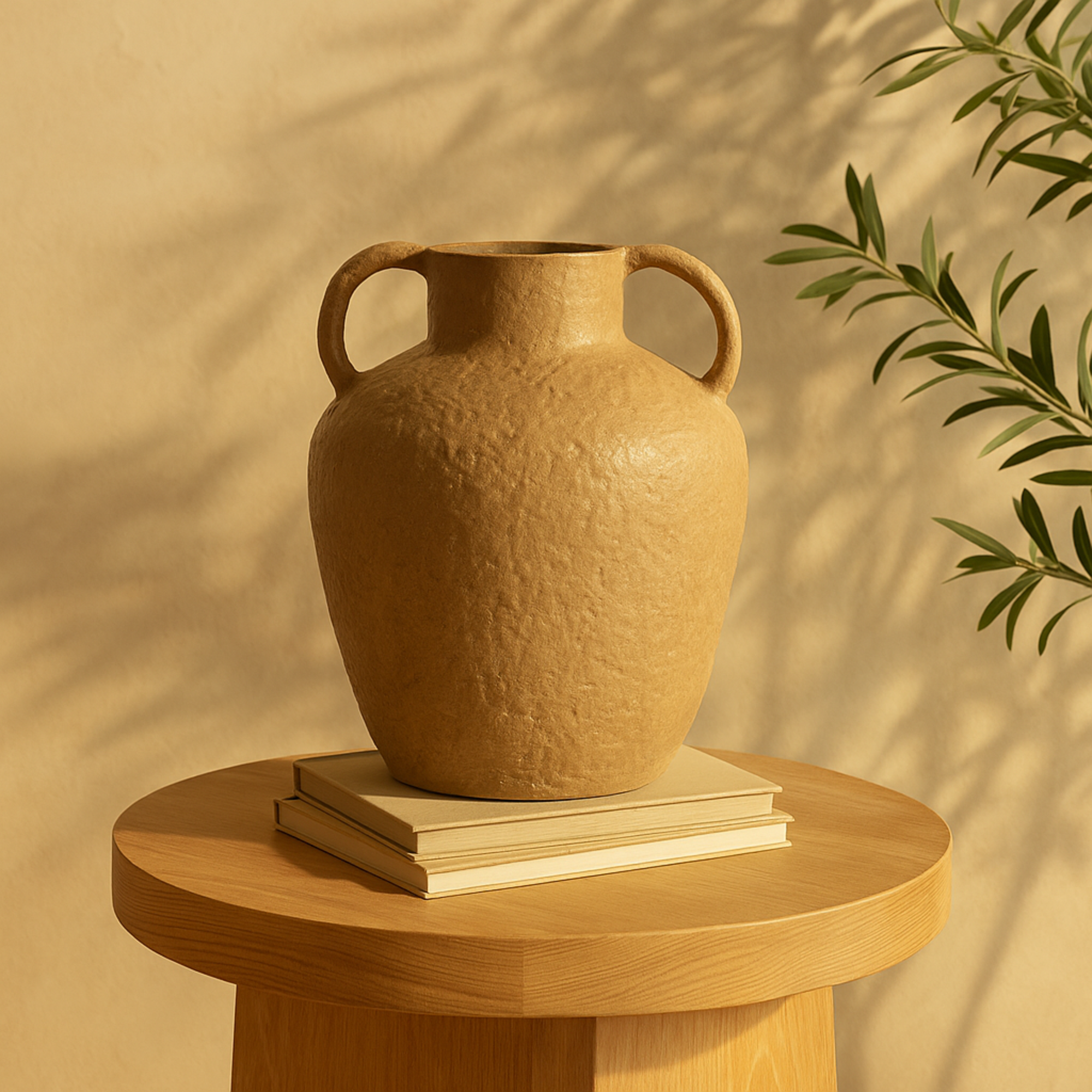 Brown Metal Antique Inspired Decorative Vase with Handles