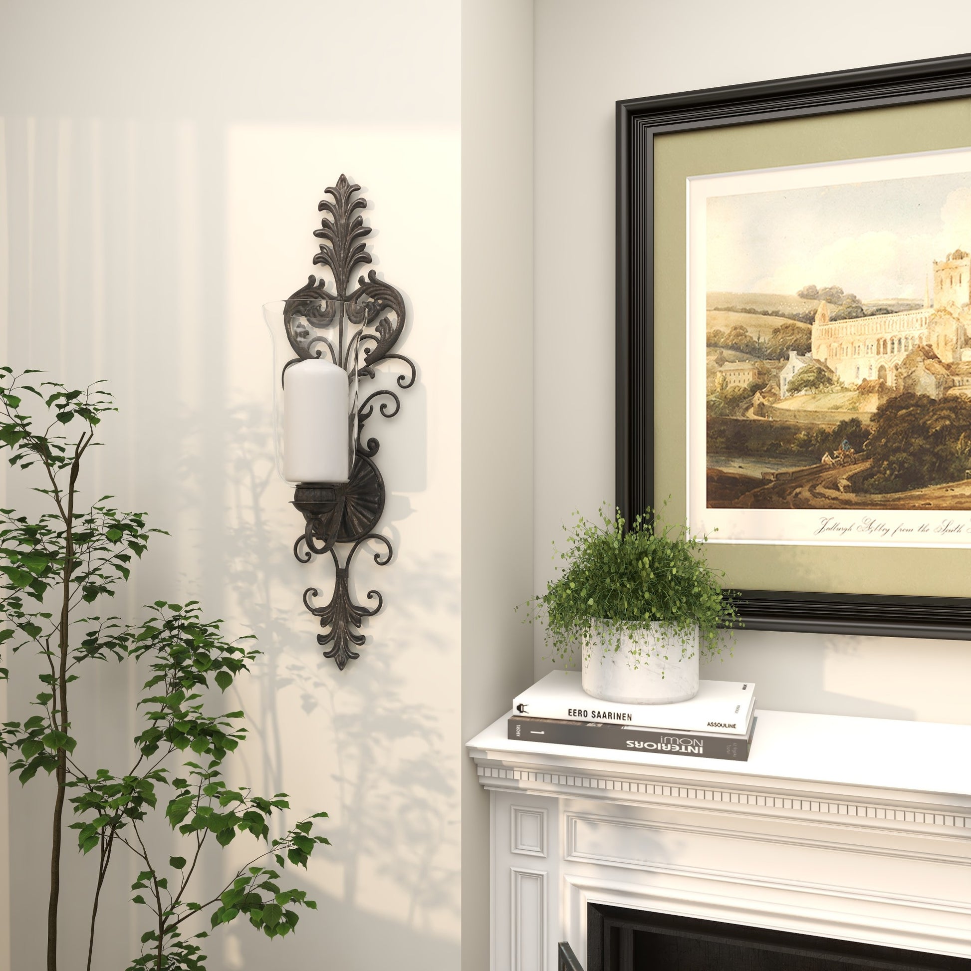Scroll Bronze Metal Weathered Indoor Outdoor Wall Sconce