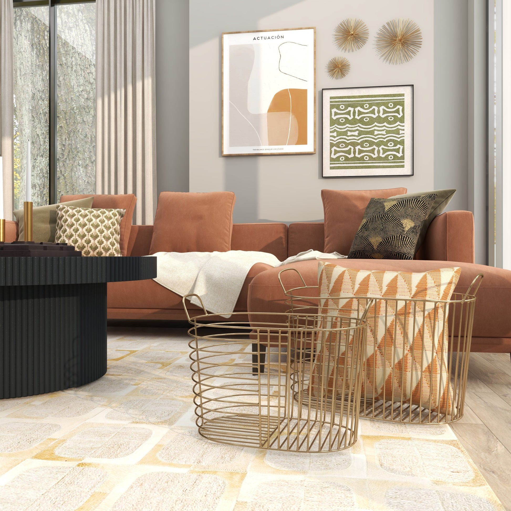 CosmoLiving by Cosmopolitan Set of 2 Metal Wire Oval Decorative and Functional Storage Basket with Handles