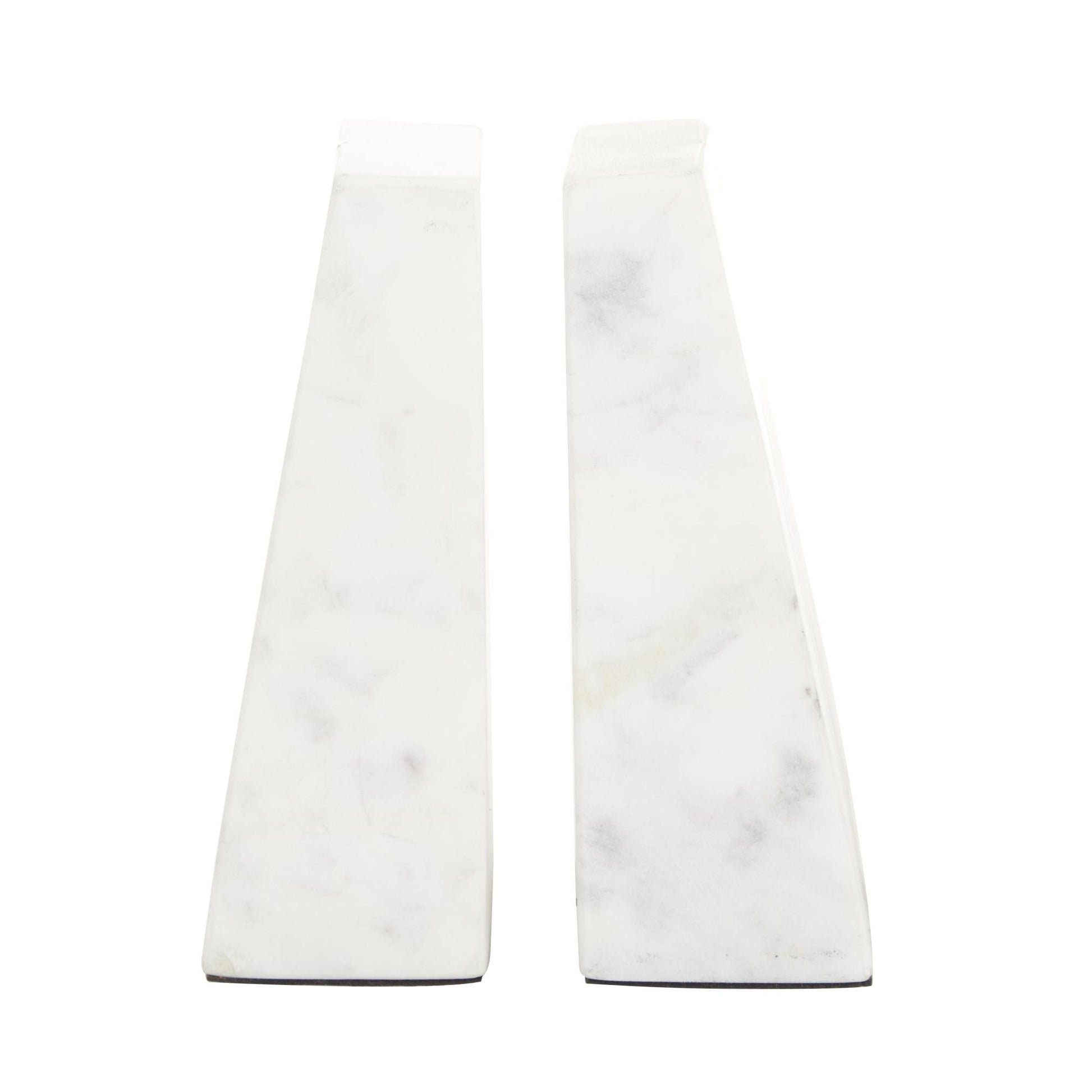CosmoLiving by Cosmopolitan Set of 2 Geometric White Marble 6 lbs Decorative Bookends with Gold Inlay