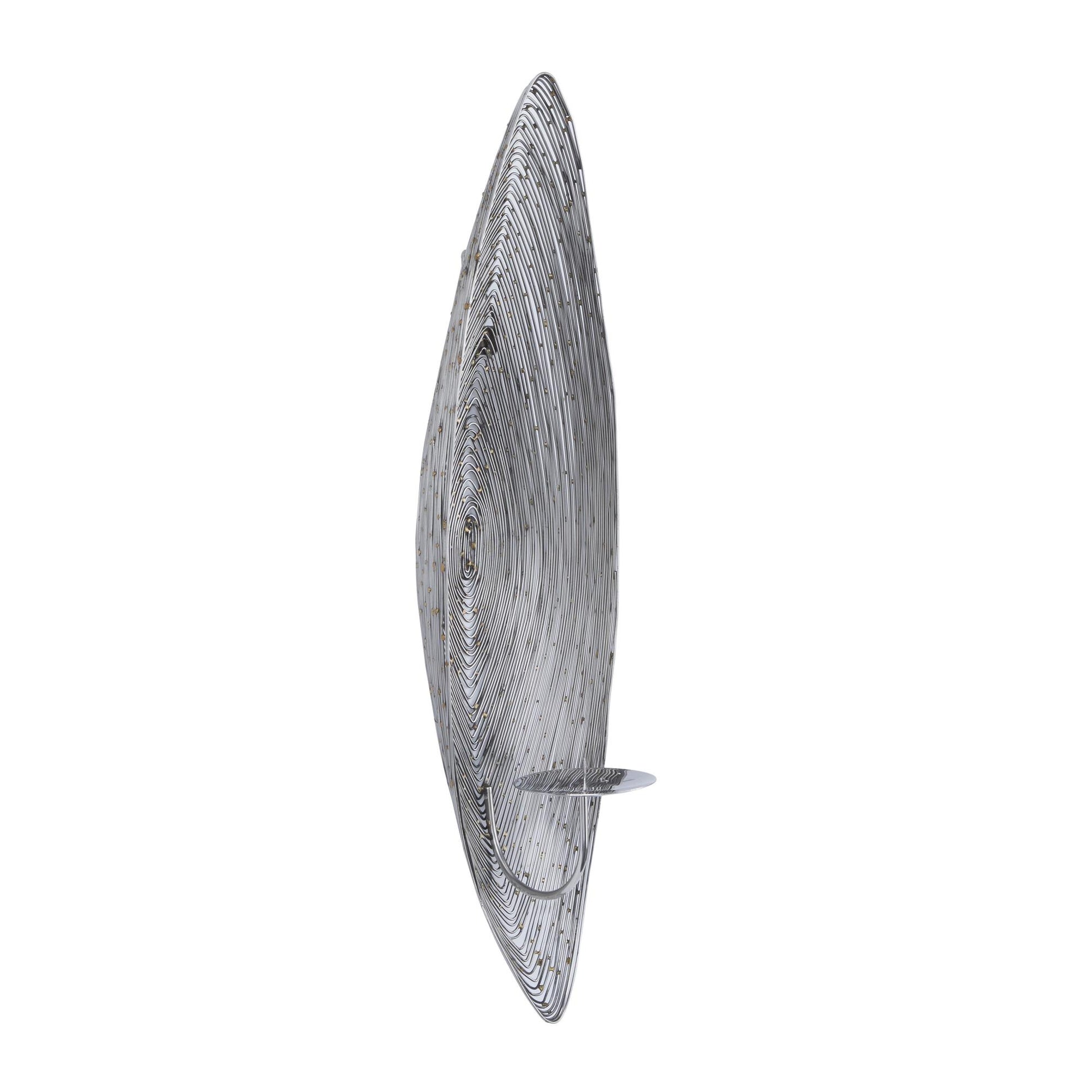 CosmoLiving by Cosmopolitan Leaf Stainless Steel Metal Single Candle Indoor Outdoor Wall Sconce