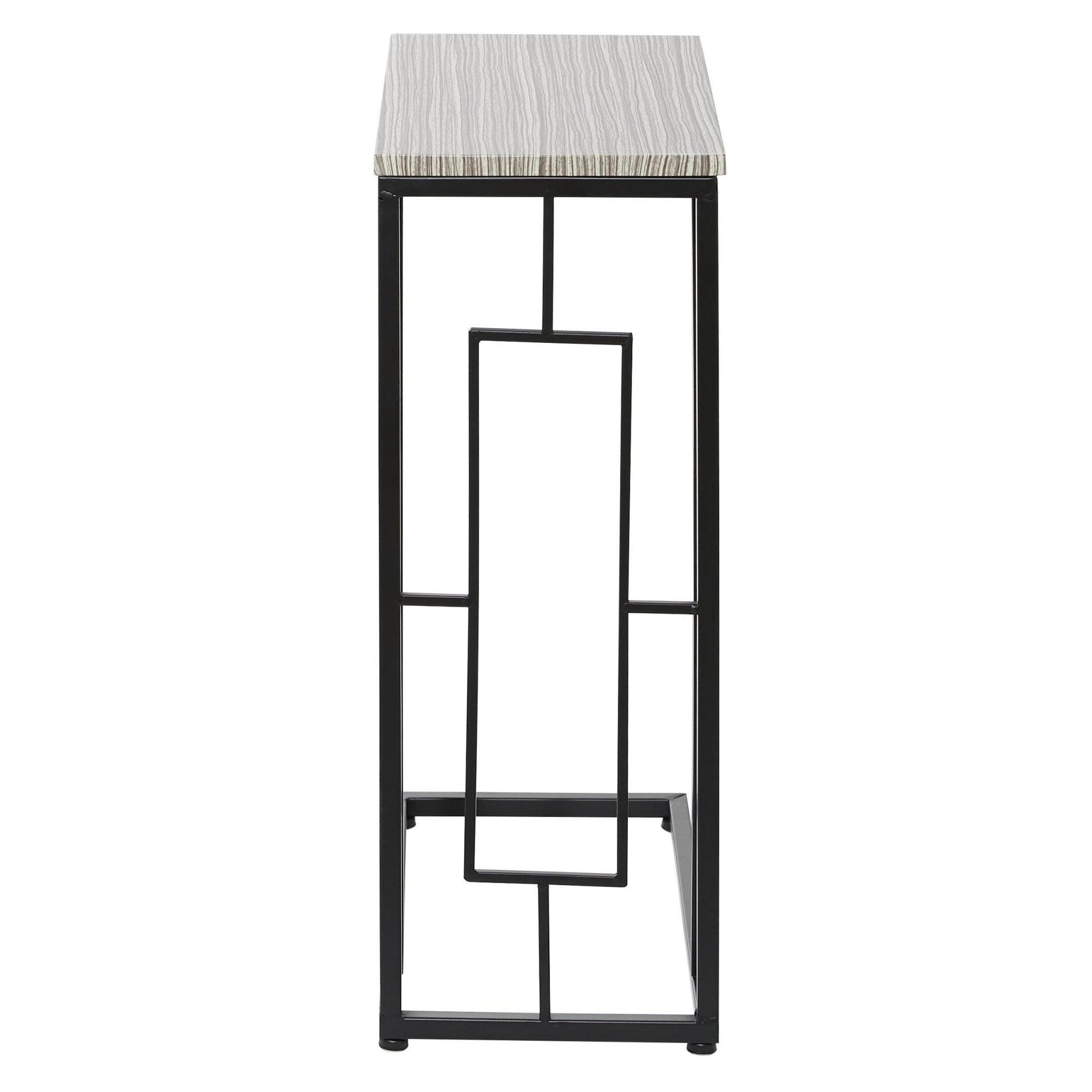 Metal C-Shaped Side End Accent Table with Black Metal Base