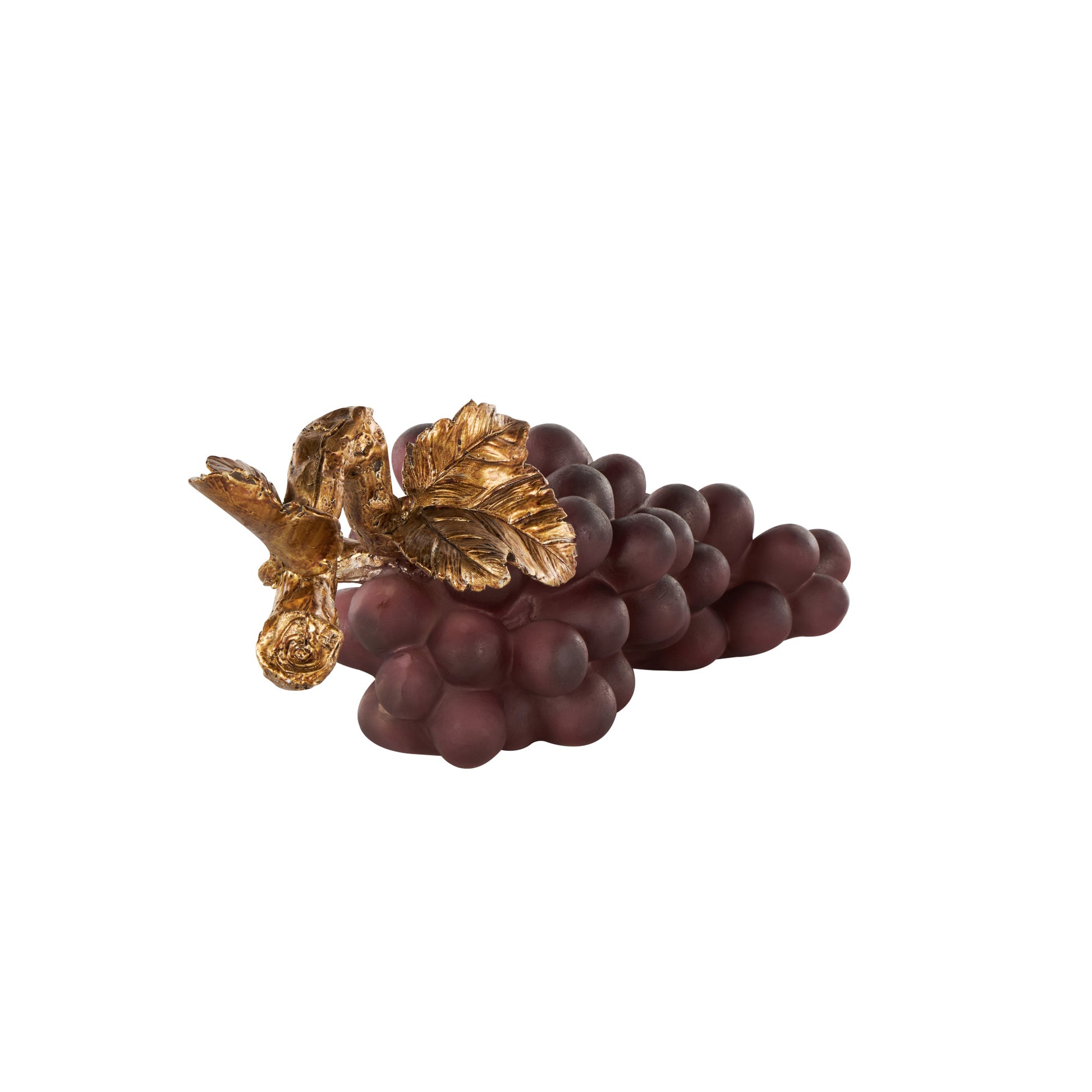 Fruit Purple Polystone Grape Decorative Sculpture with Gold Stem