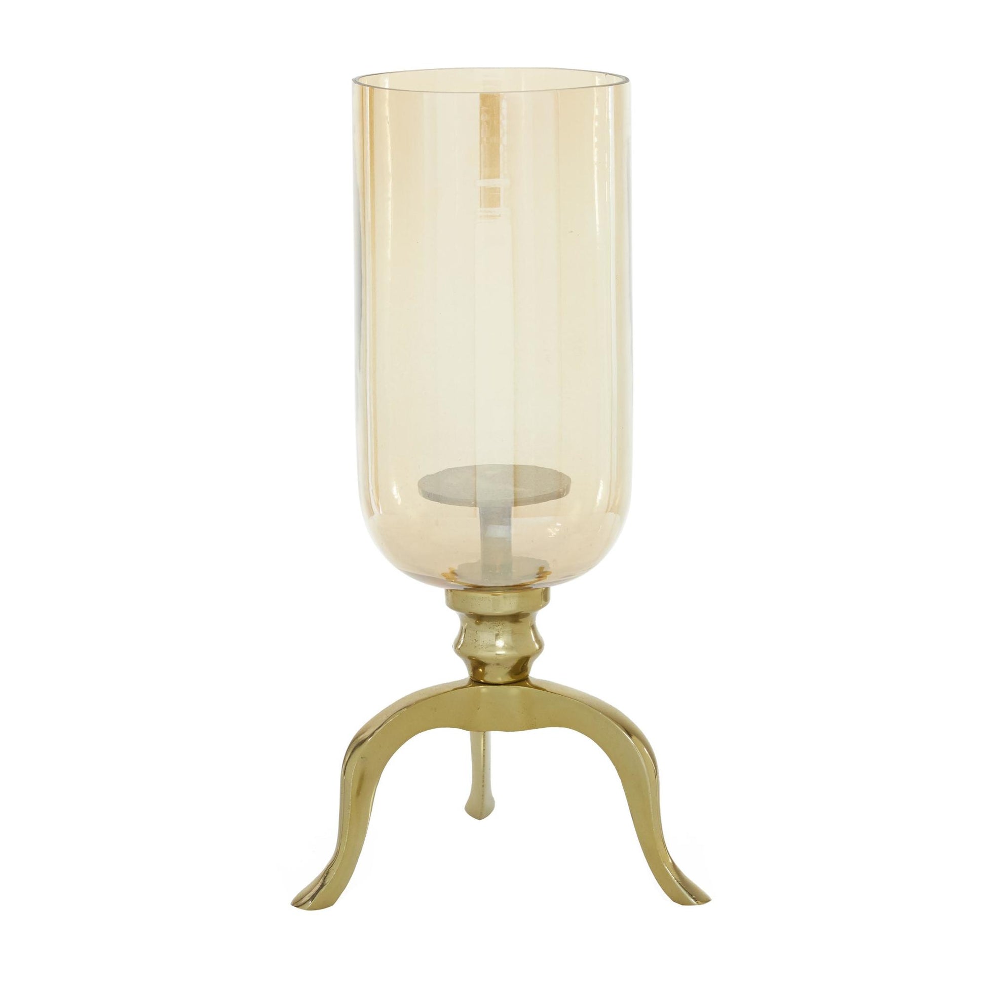 Gold Aluminum Metal Single Candle Room Hurricane Lamp