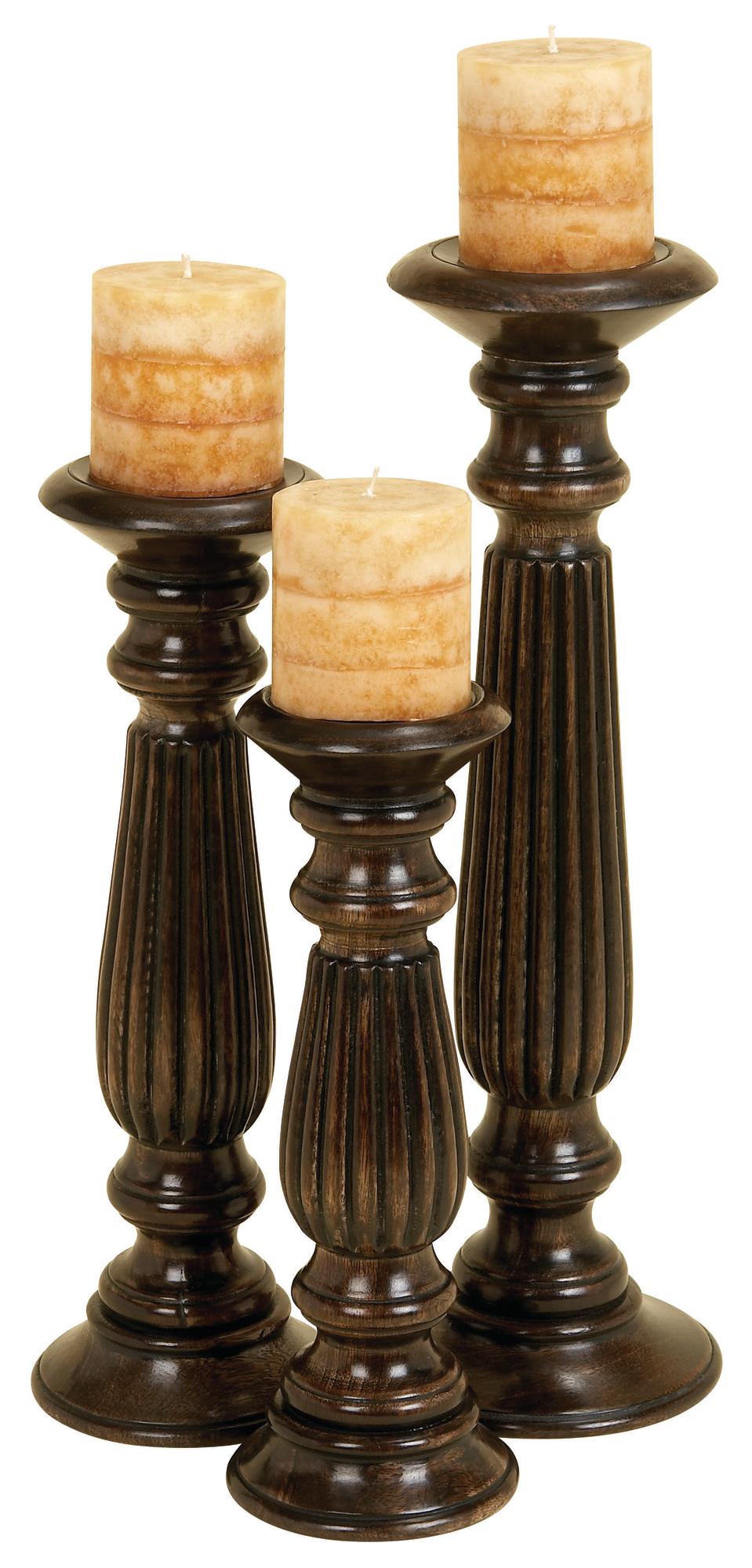Set of 3 Mango Wood Decorative Candle Holder