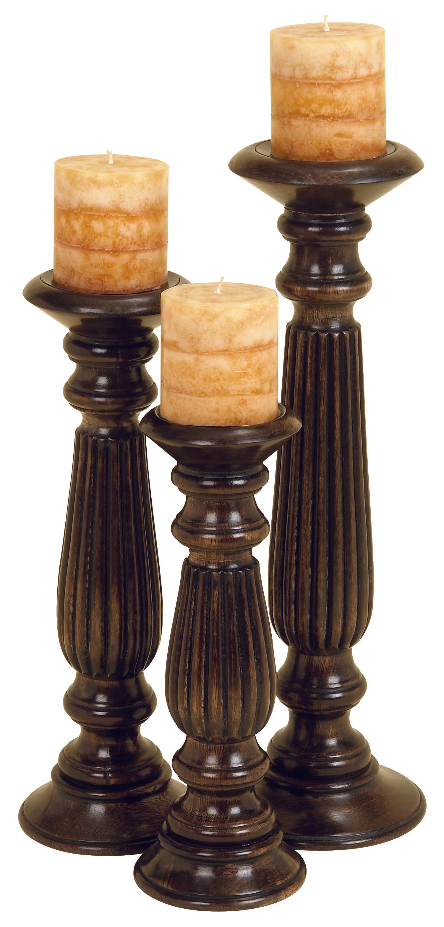 Set of 3 Mango Wood Decorative Candle Holder