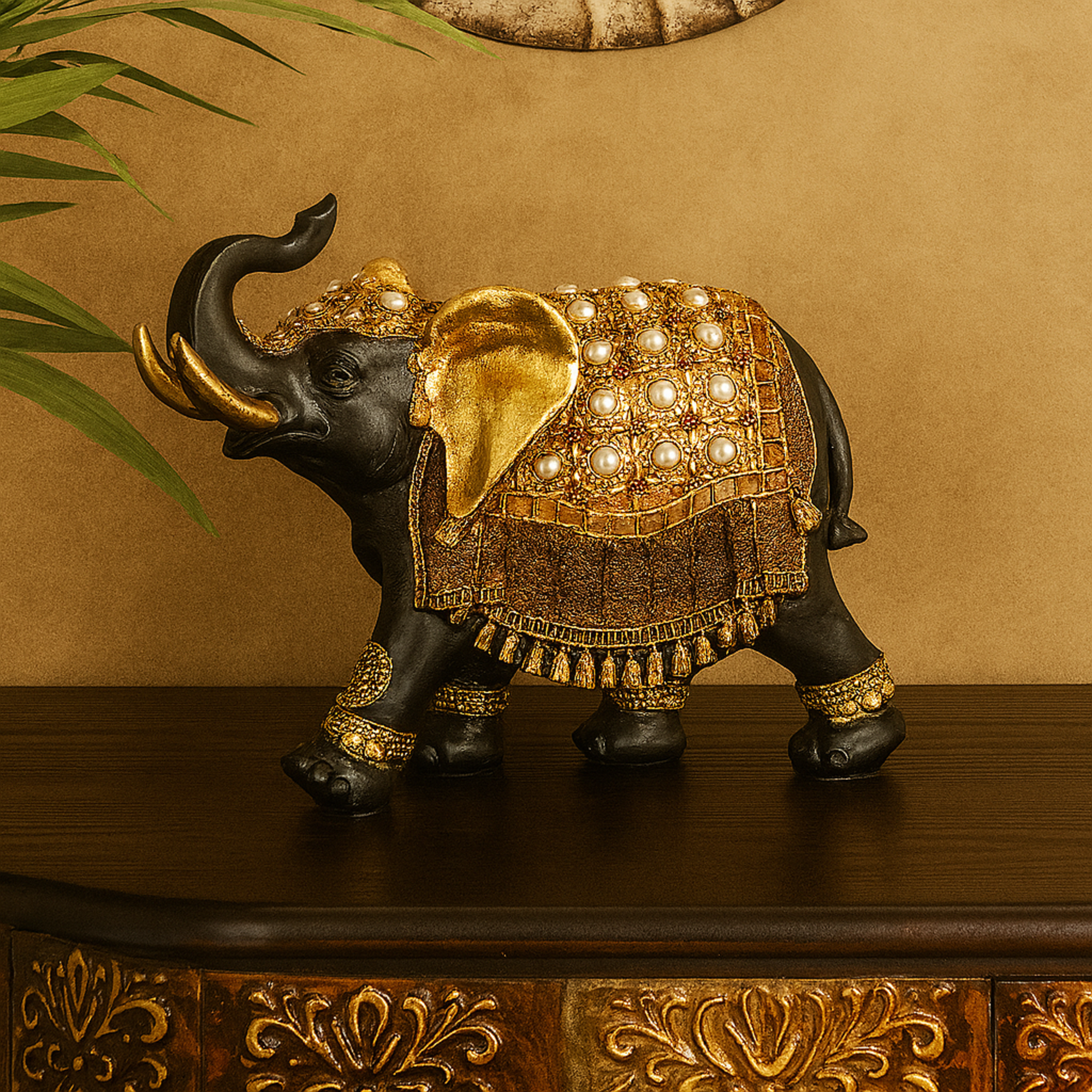 Elephant Brown Polystone Handmade Decorative Sculpture