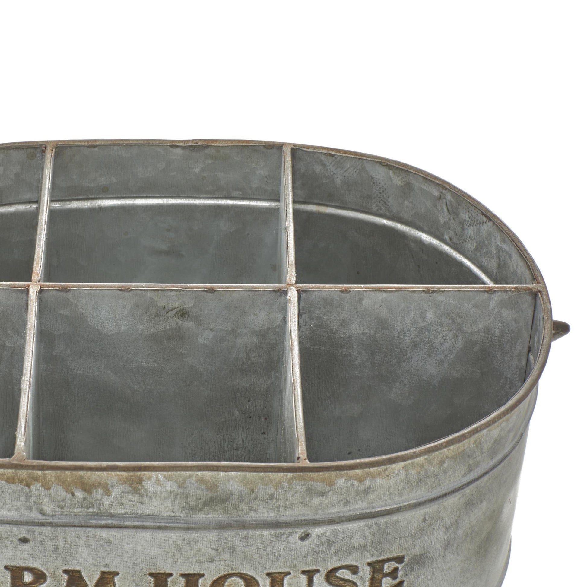 Gray Metal Galvanized Farm House 6 Bottle Kitchen Wine Holder