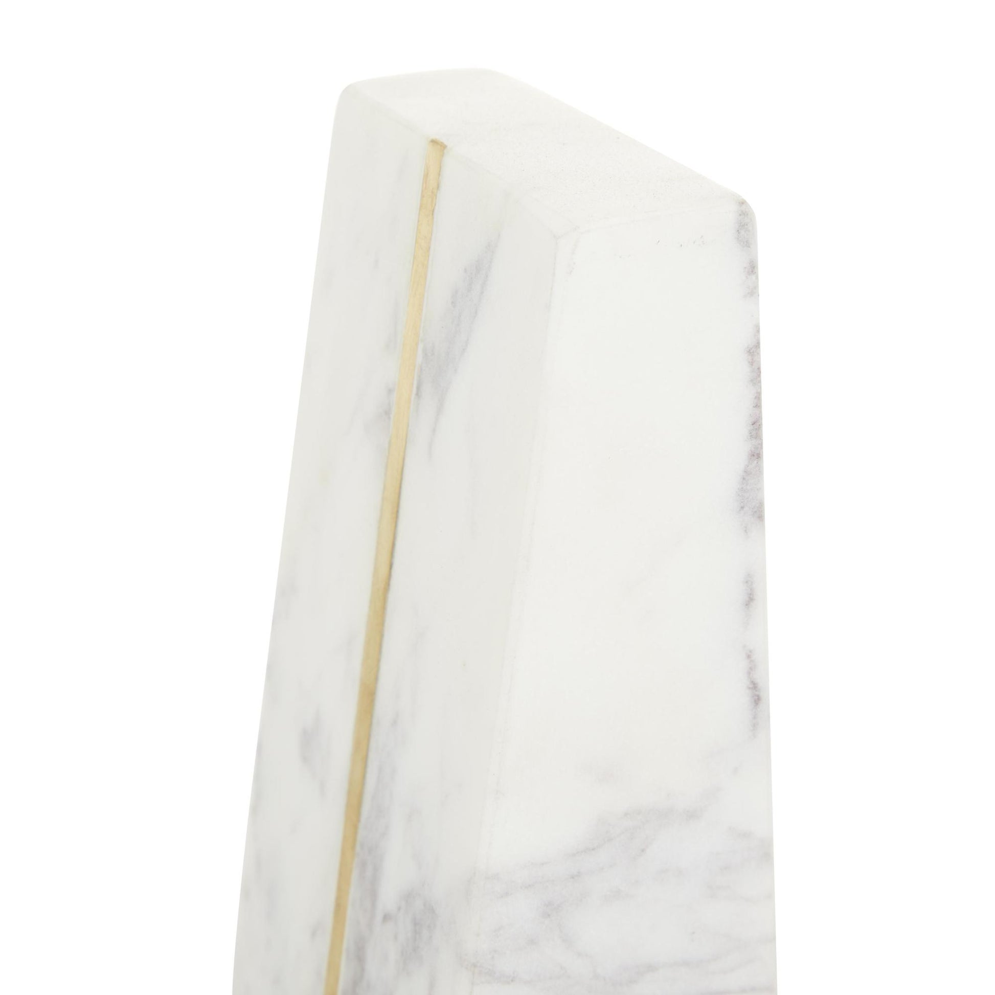 CosmoLiving by Cosmopolitan Set of 2 Geometric White Marble 6 lbs Decorative Bookends with Gold Inlay