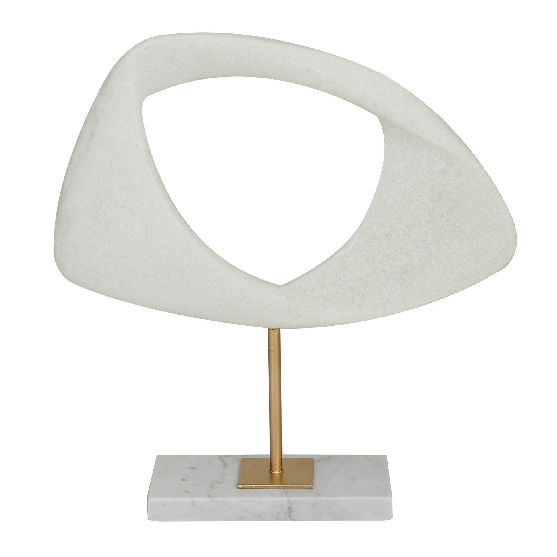 Abstract White Polystone Cut-Out Decorative Sculpture with Marble Stand