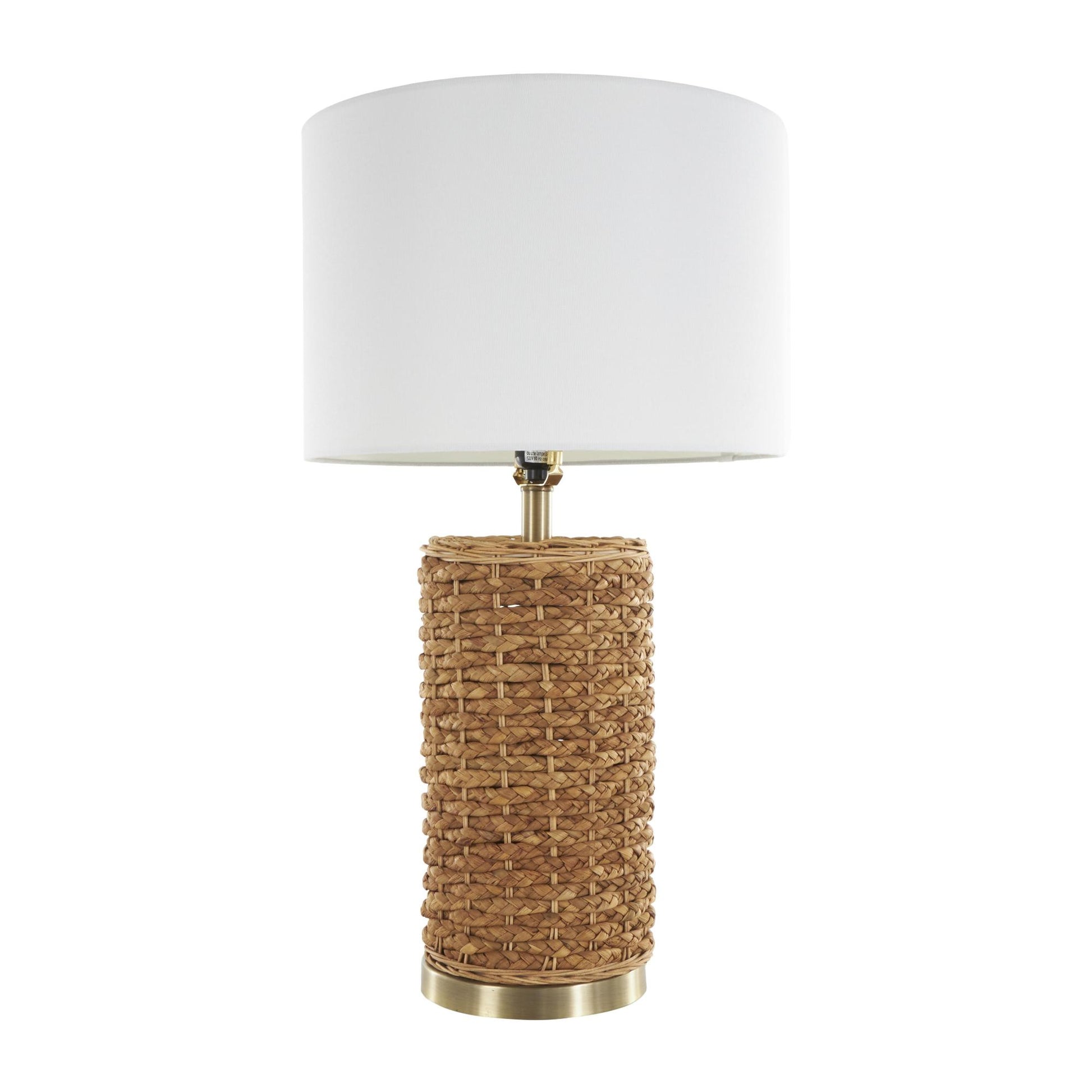 Brown Rattan Handmade Braided Room Table Lamp with Gold Accents