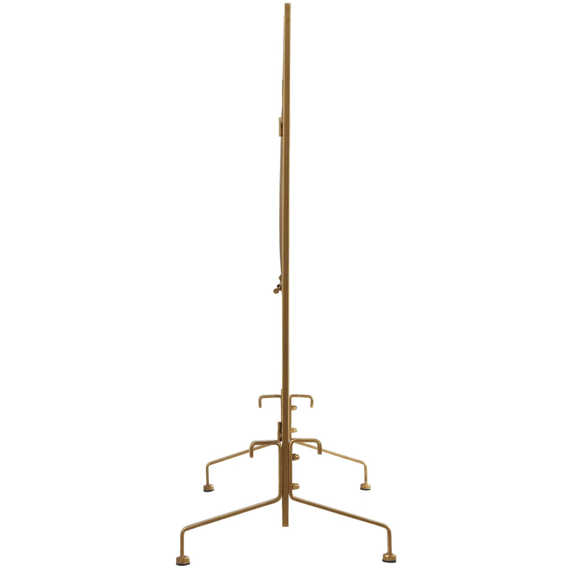 Gold Metal Geometric Single Panel Living Room Fireplace Screen with Latched Doors and Arched Feet