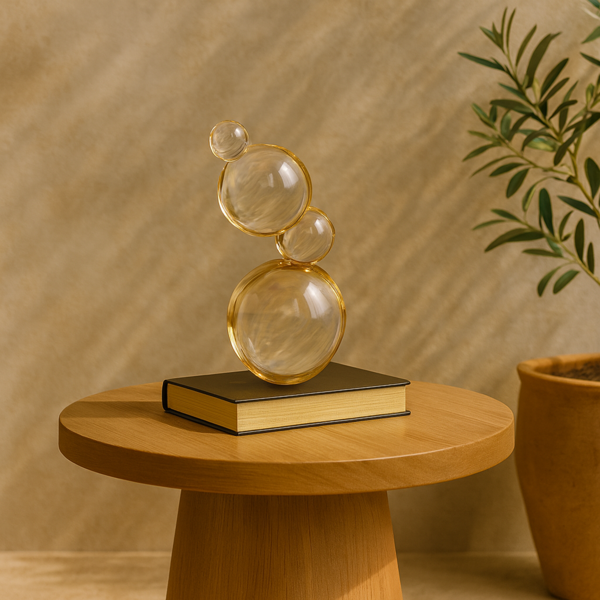 Abstract Glass Stacked Orbs Decorative Sculpture