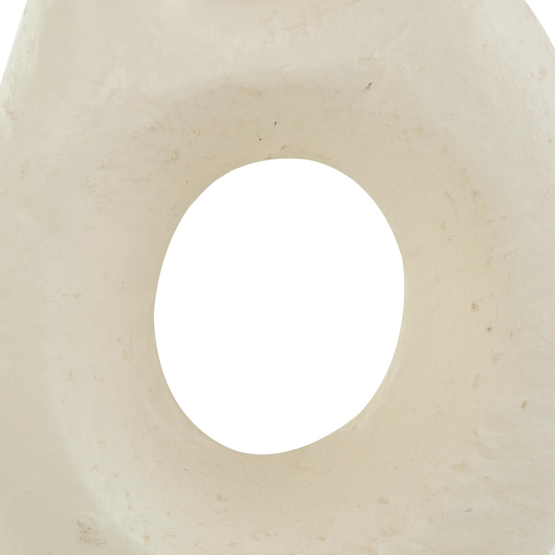 Abstract Beige Paper Mache Rounded Decorative Vase with Double Openings