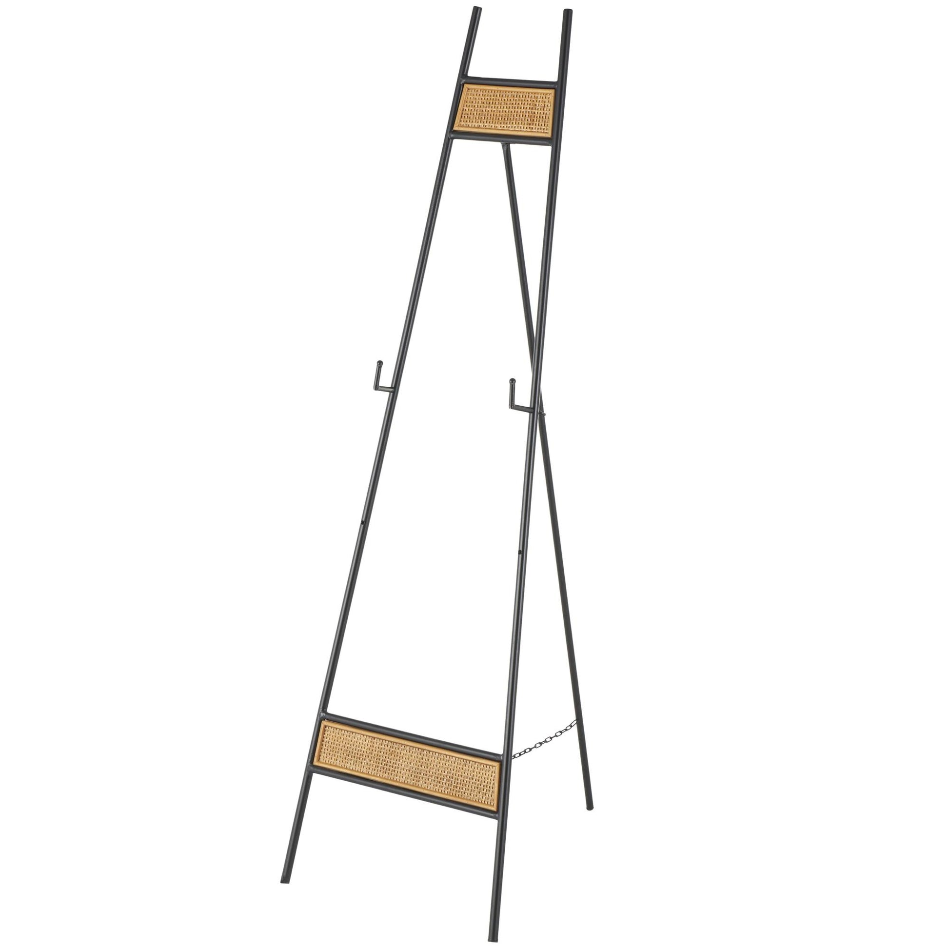 Black Metal Floor 2 Tier Display Easel with Wood Accents
