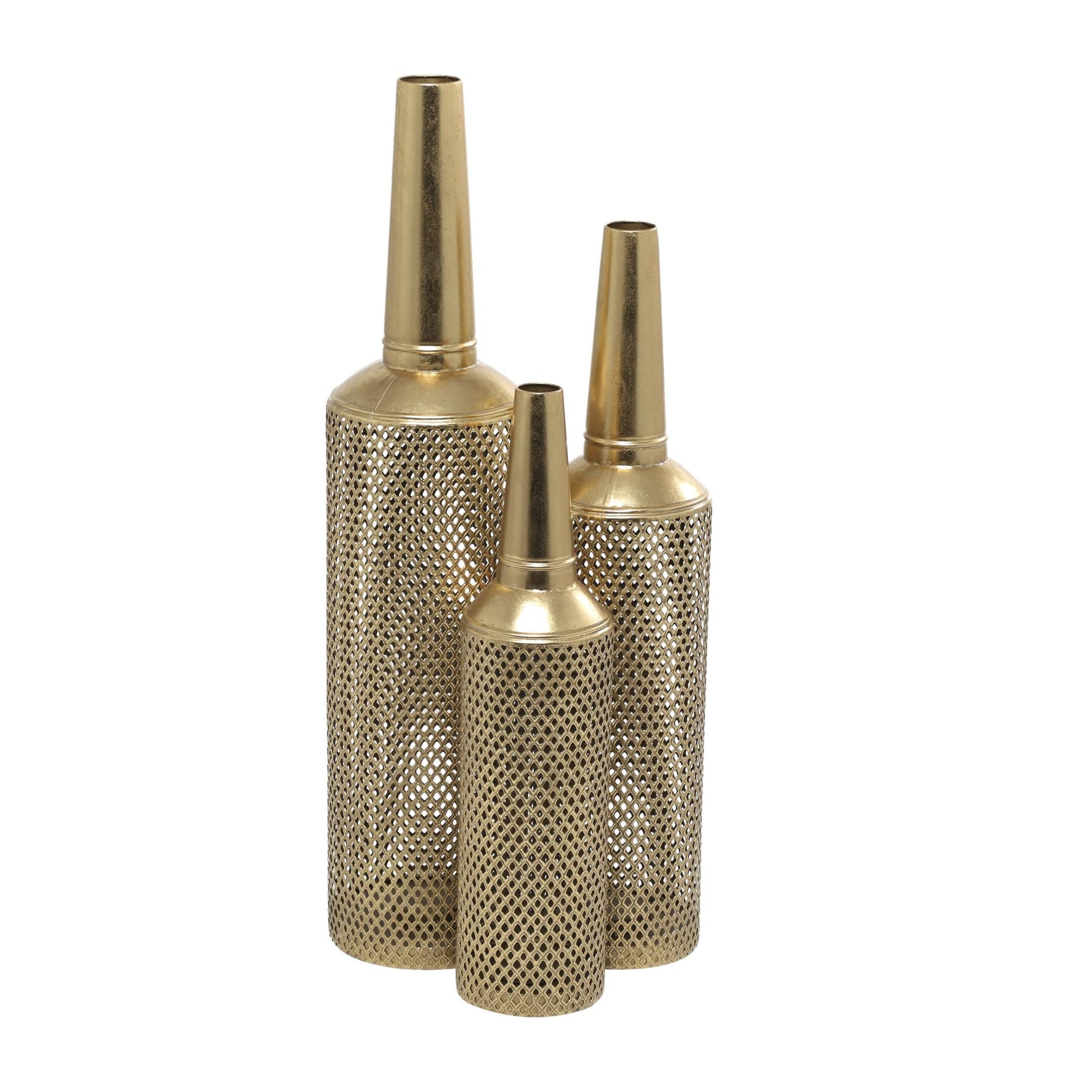 Set of 3 Metal Tall Slim Floor Decorative Vase Set of 3 35", 29", 22"H