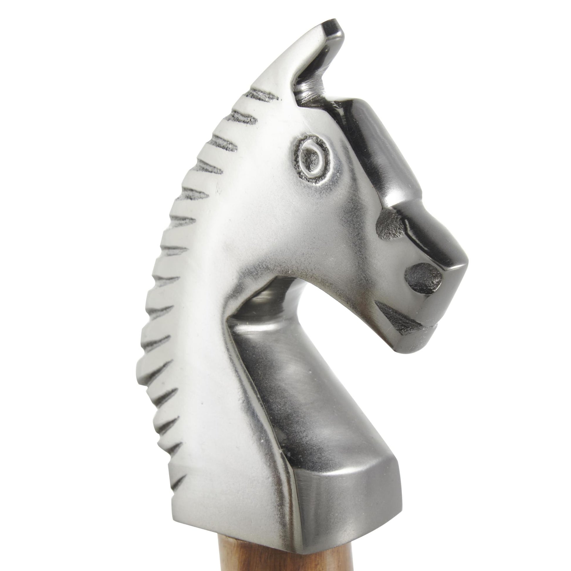 Set of 3 Chess Aluminum Metal Decorative Sculpture with Mango Wood Center Set of 3 2"W, 6"H