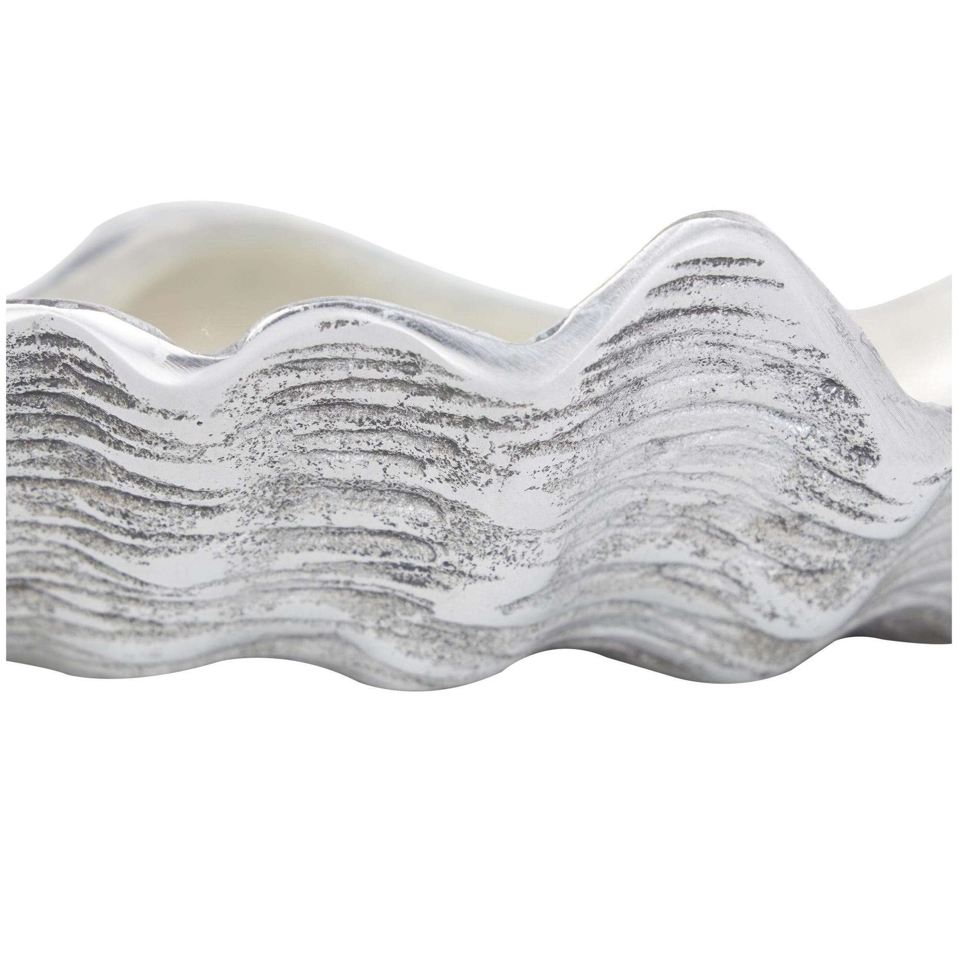 Set of 3 Shell Multi Colored Aluminum Metal Handmade Enameled Large Decorative Bowl with Textured Silver Bases