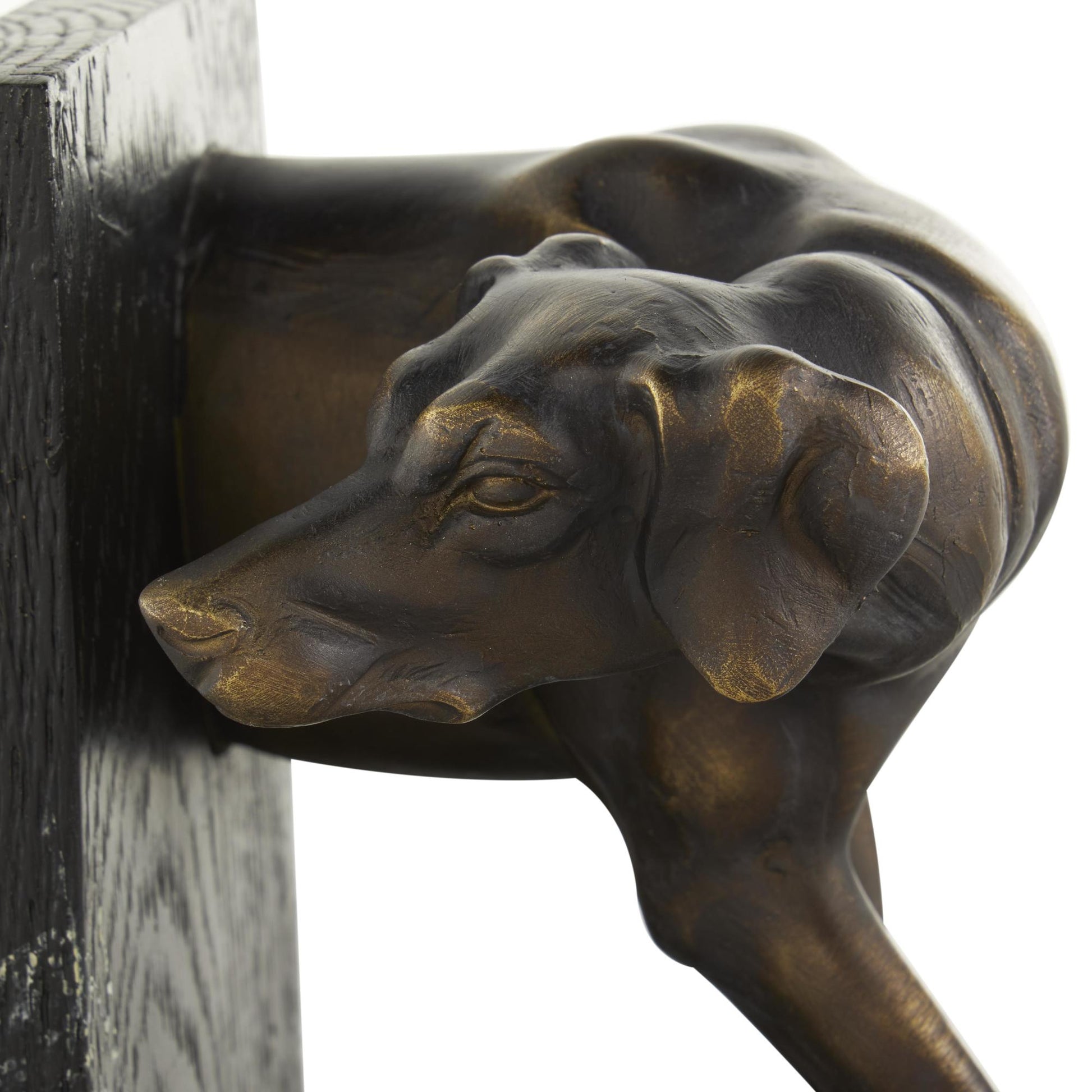 Set of 2 Dog Black Polystone Greyhound Decorative Bookends with Gold Accents and Black Stands