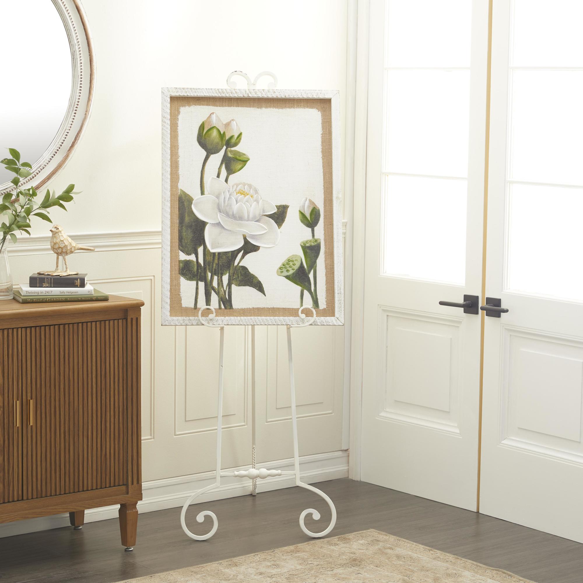 Scroll White Metal Tall Adjustable Floor 3 Tier Display Easel