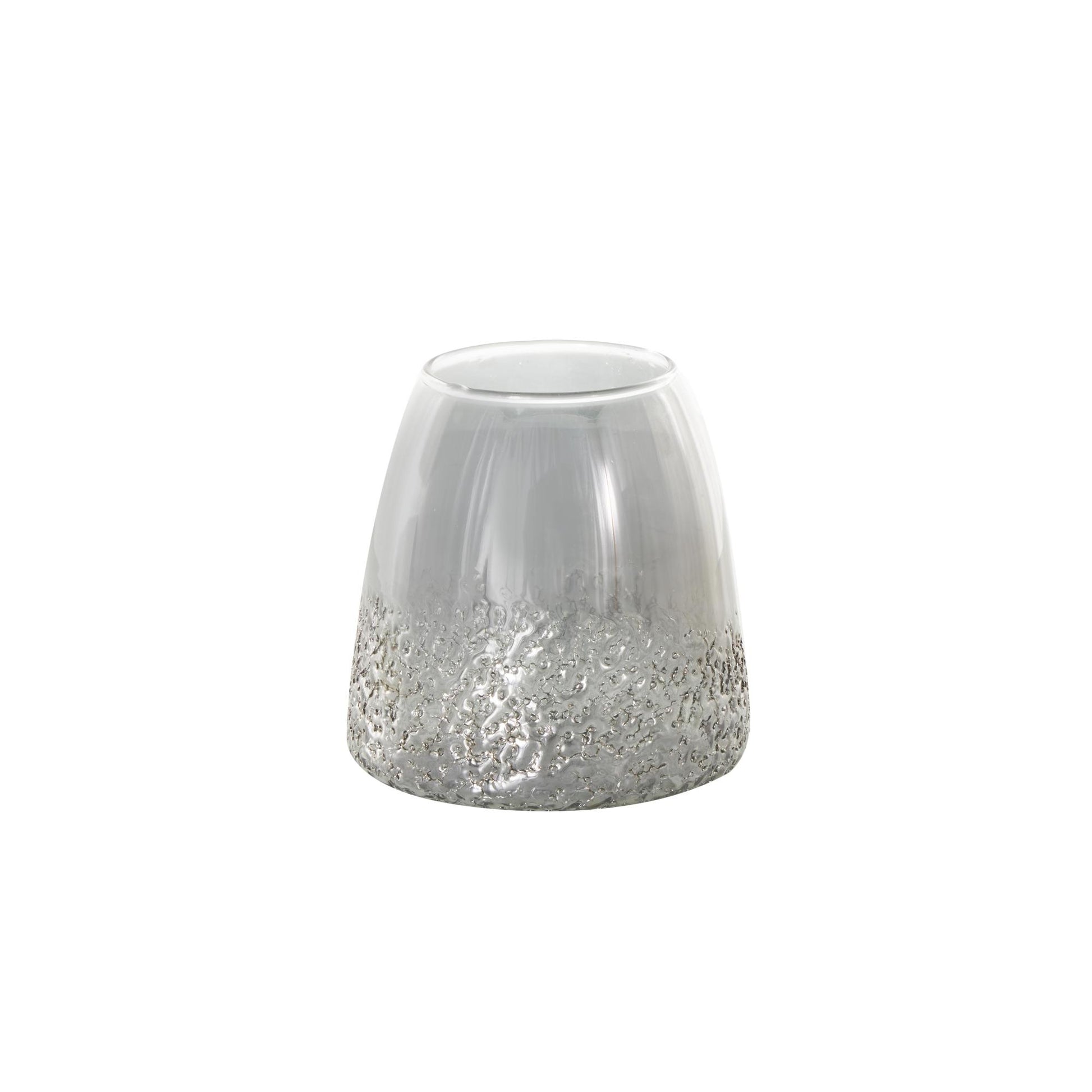 Set of 2 Gray Glass Textured Decorative Vase