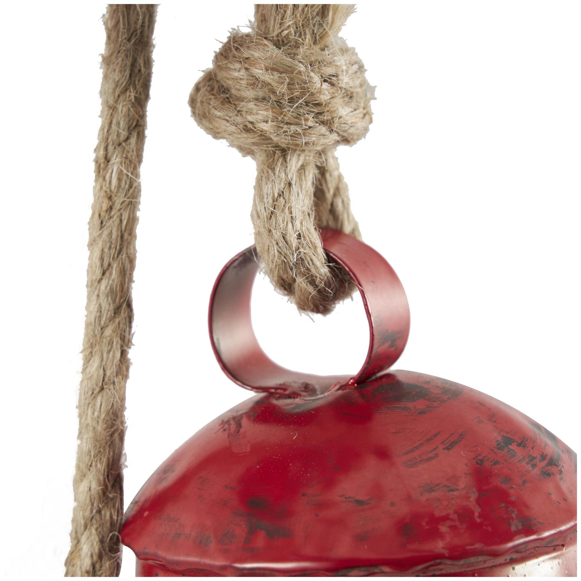 Metal Tibetan Inspired Indoor Outdoor Decorative Cow Bells with 4 Bells on Jute Hanging Rope