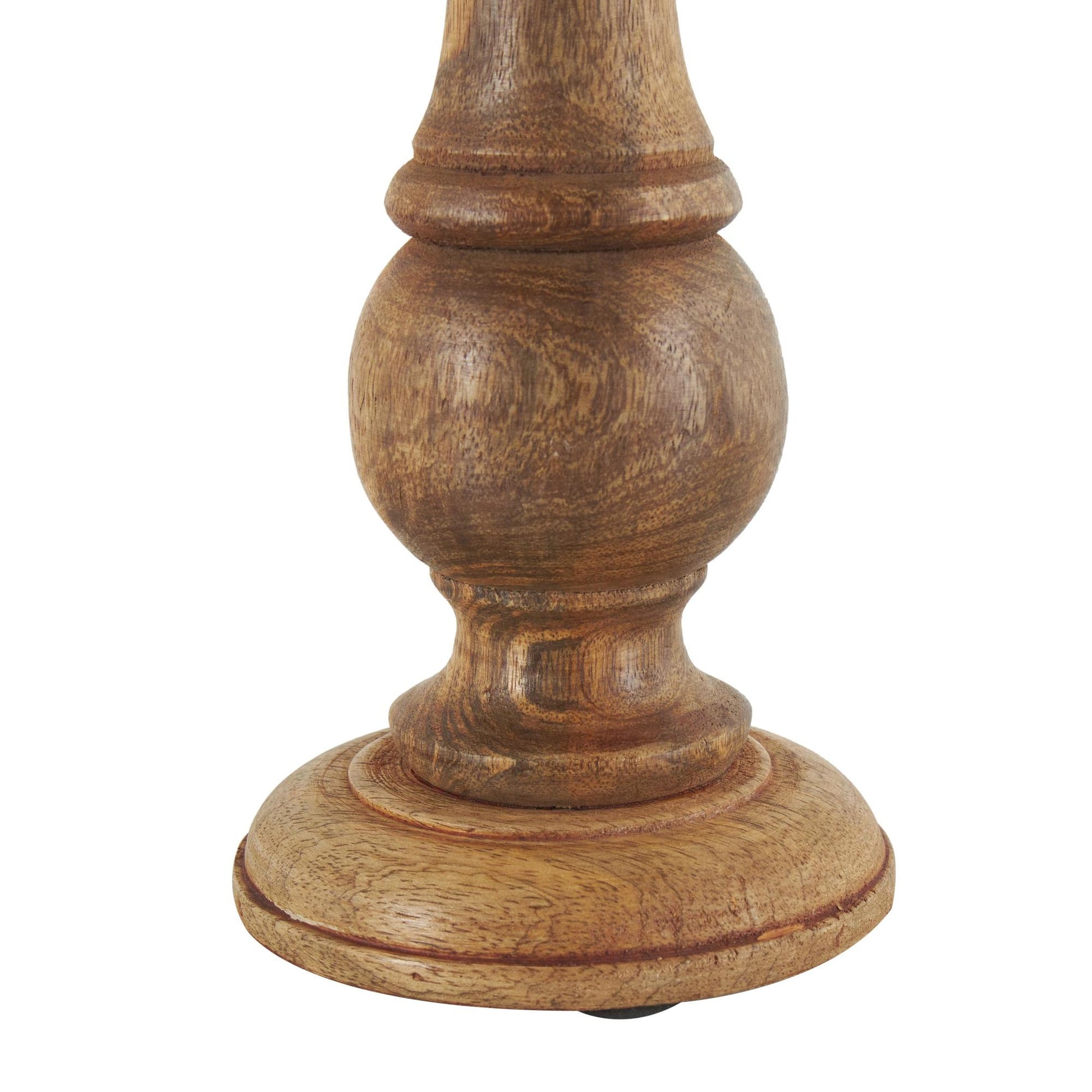 Set of 3 Mango Wood Distressed Turned Pillar Decorative Candle Holder
