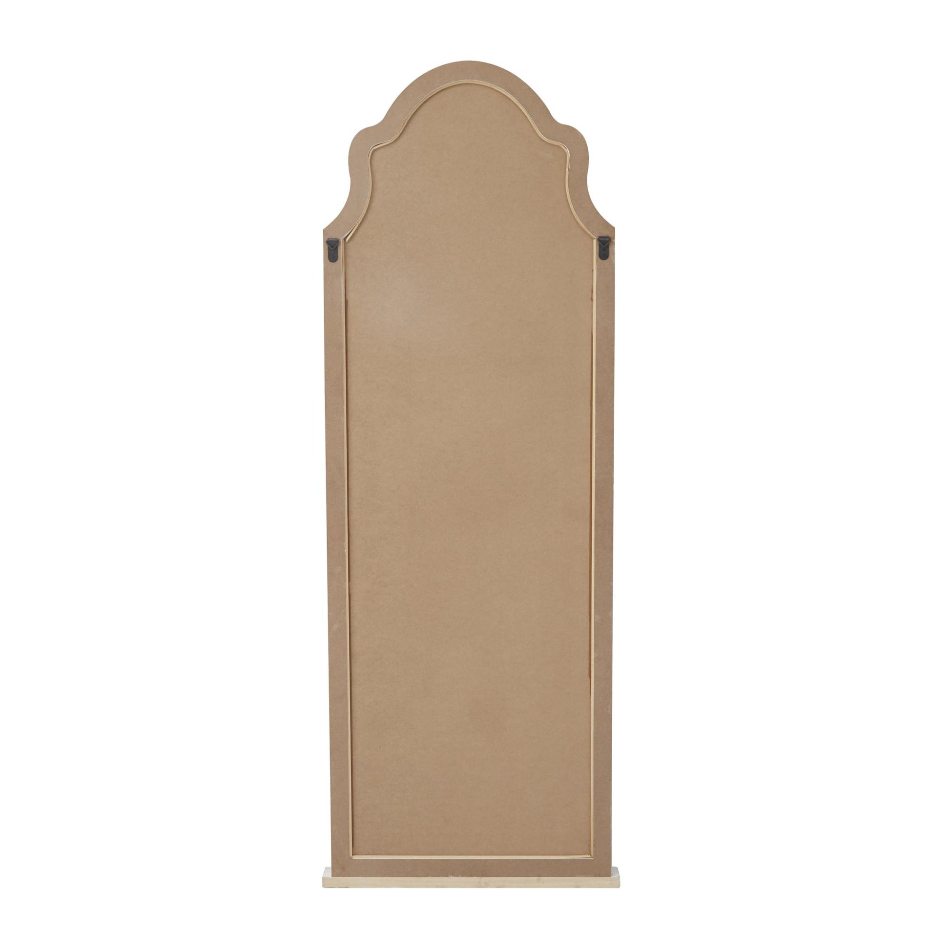 Brown Wood Tall Room Wall Mirror with Arched Top