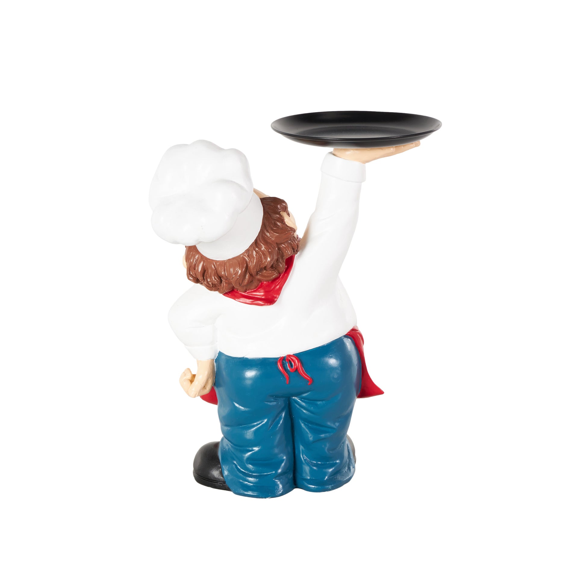 Chef White Polystone Kitchen Decorative Figurine Decorative Sculpture with Black Tray