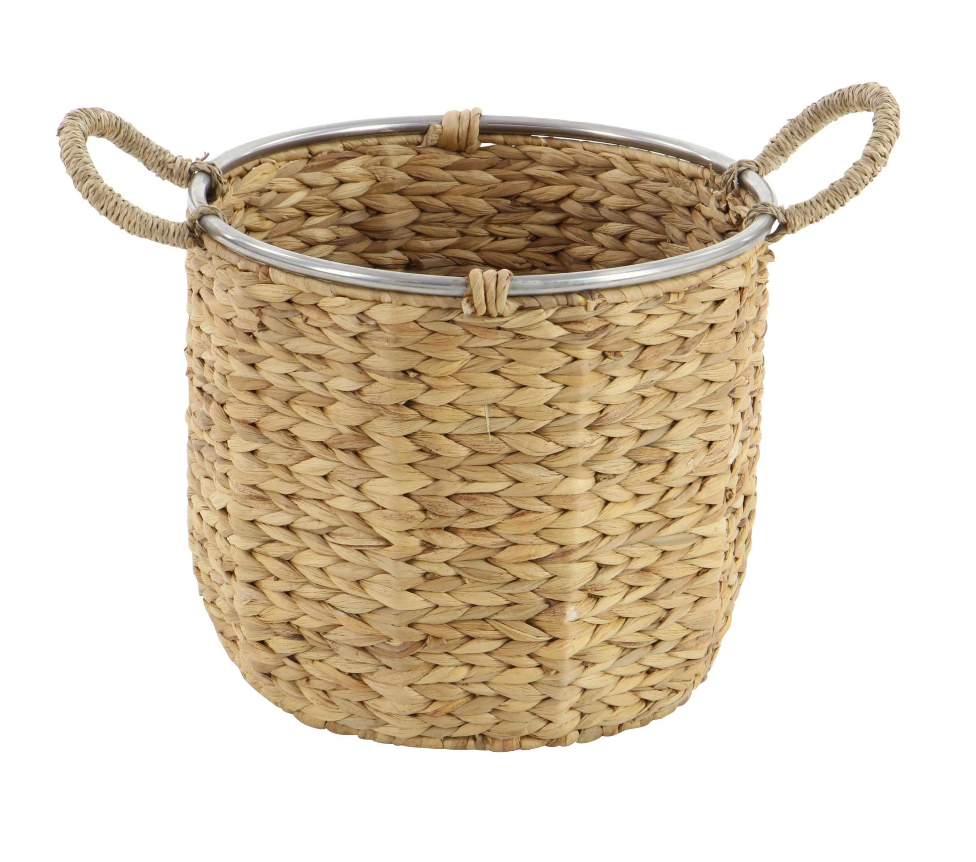 Set of 2 Light Brown Seagrass Handmade Decorative and Functional Storage Basket with Handles