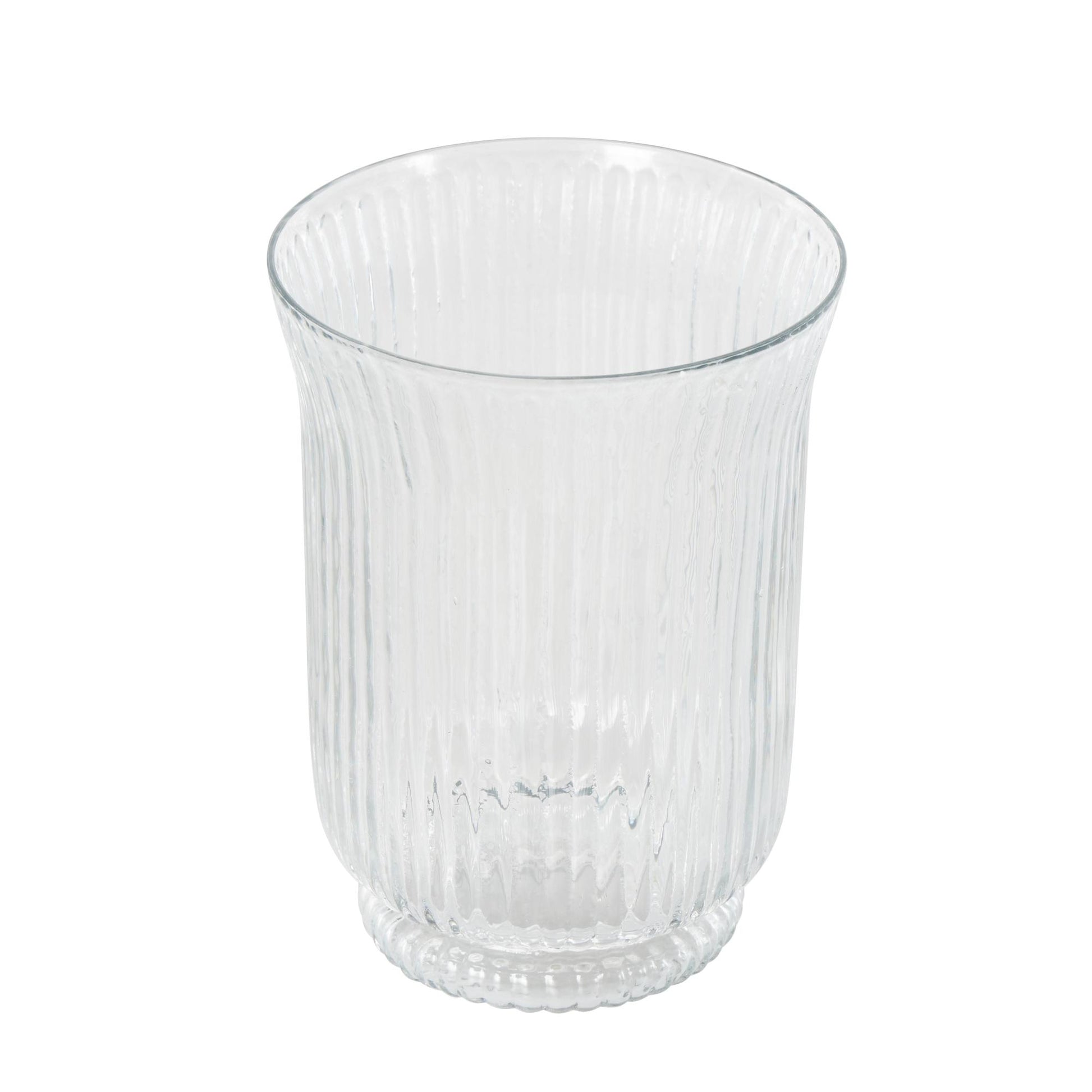 Clear Glass Ribbed Fluted Decorative Candle Holder
