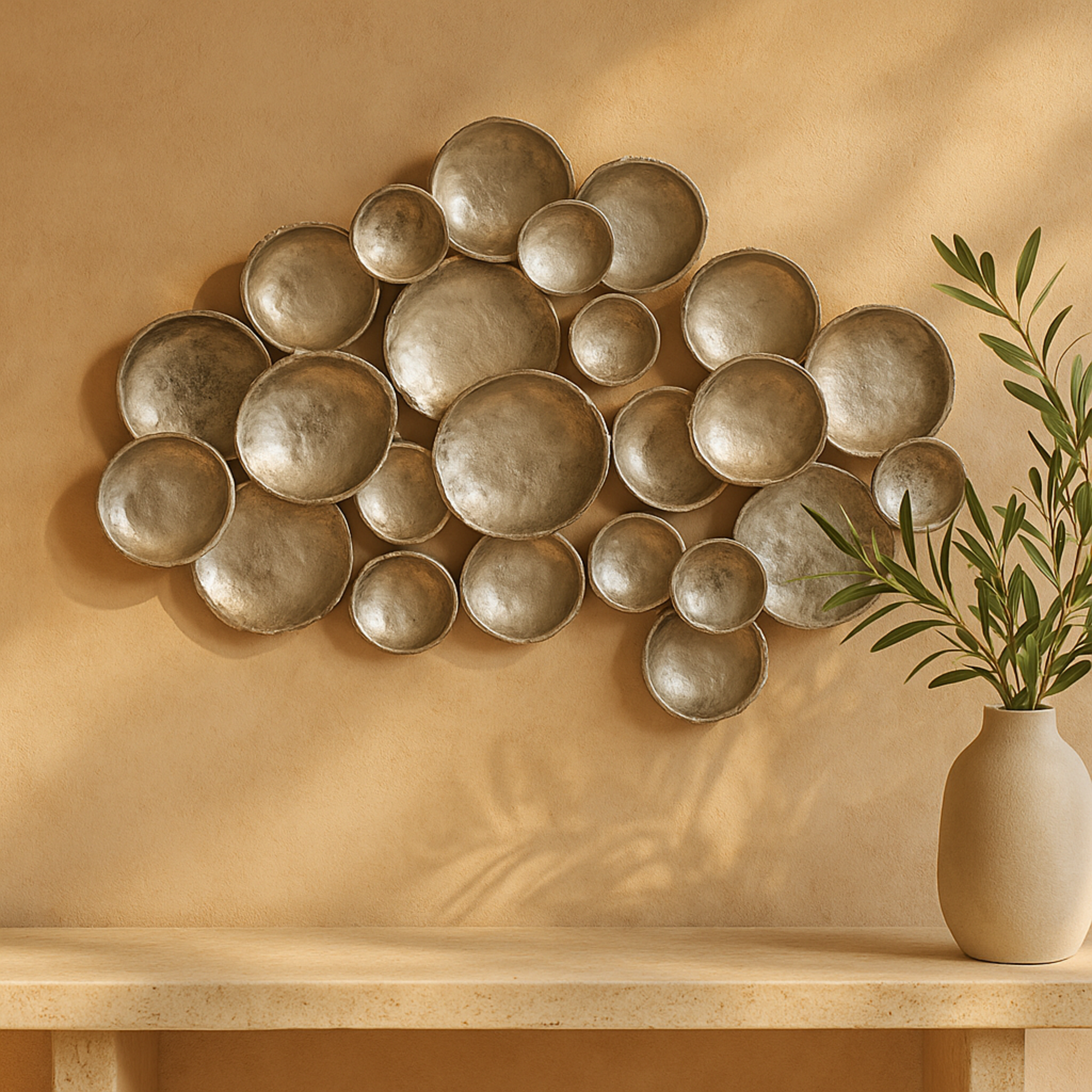 Plate Aluminum Metal Home Wall Decor with Uneven Edges 45" x 4" x 33"