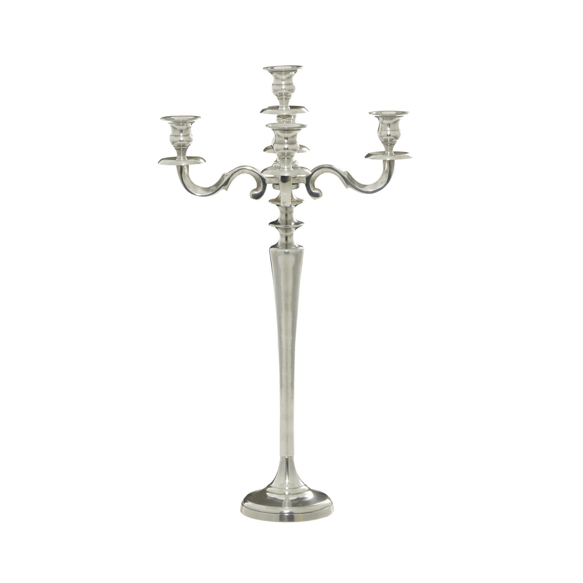 Scroll Silver Aluminum Metal Tall Decorative Candelabra