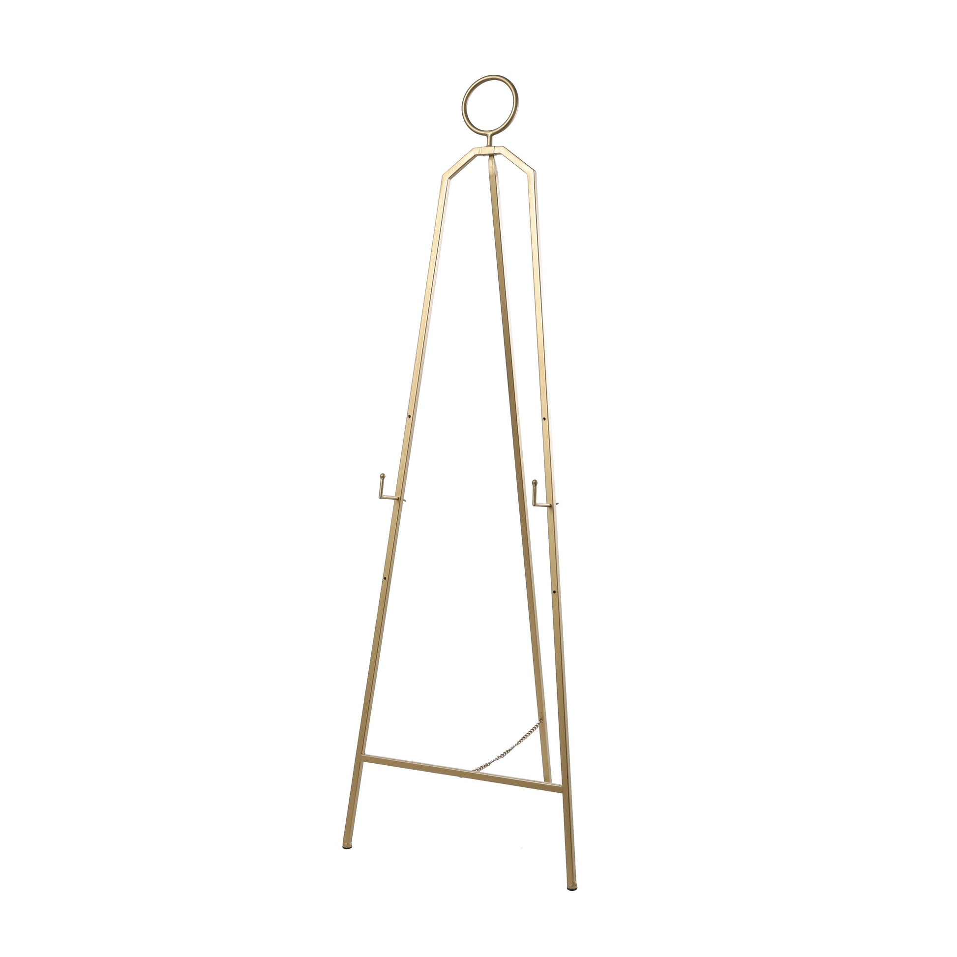 Gold Metal Tall Adjustable 3 Tier Display Easel with Circular Ring Top
