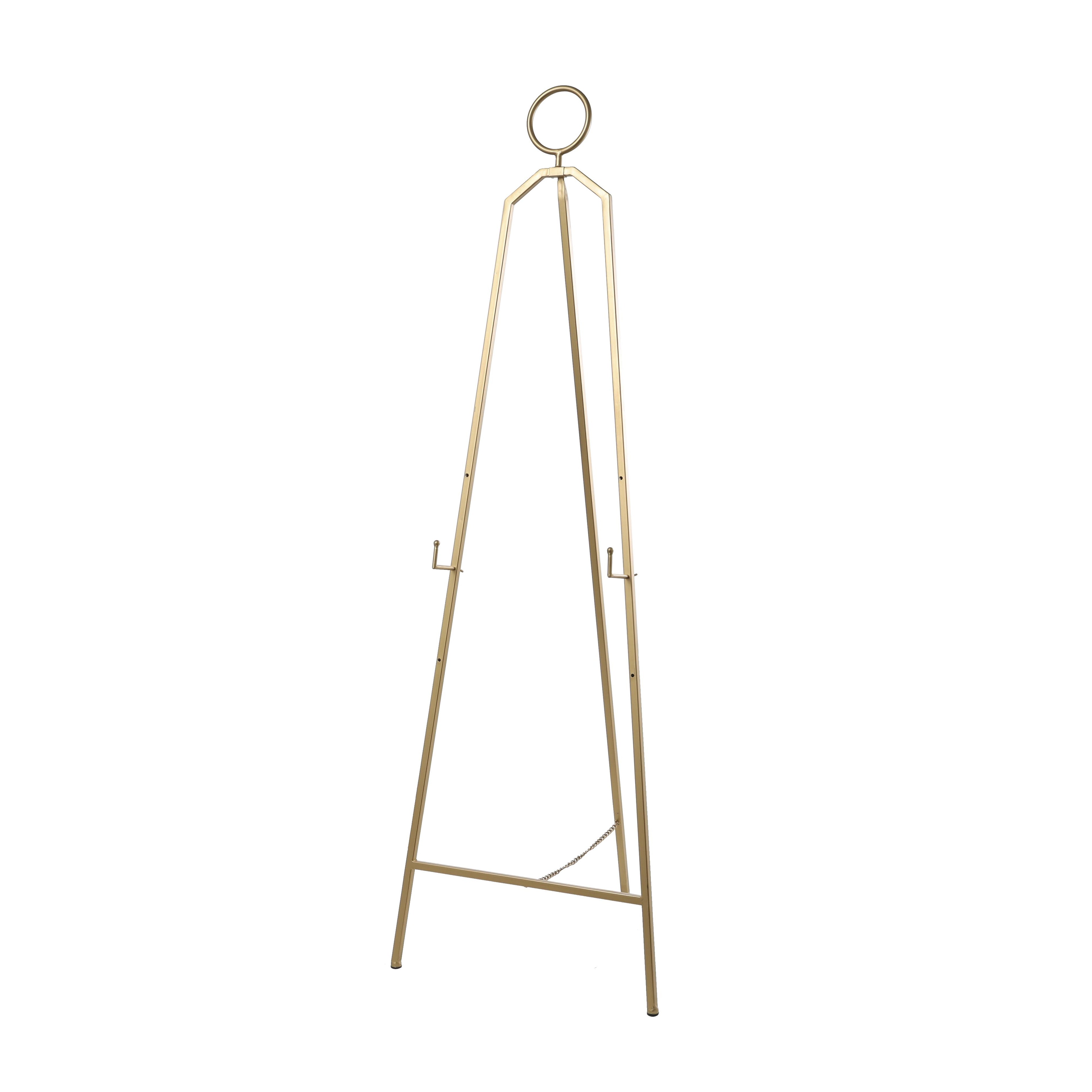 Gold Metal Tall Adjustable 3 Tier Display Easel with Circular Ring Top