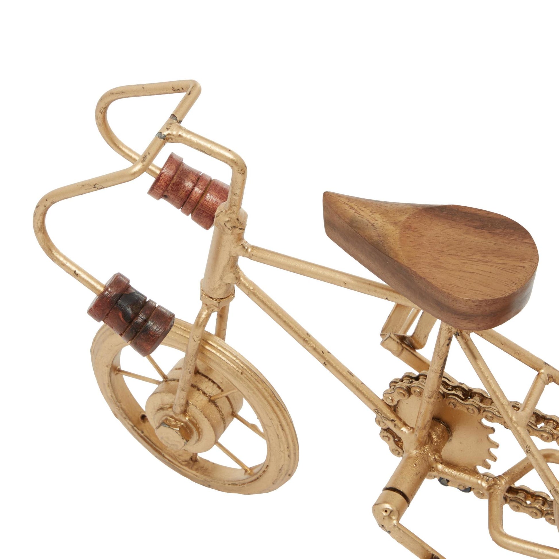 Set of 2 Bike Metal Decorative Sculpture with Wood Accents