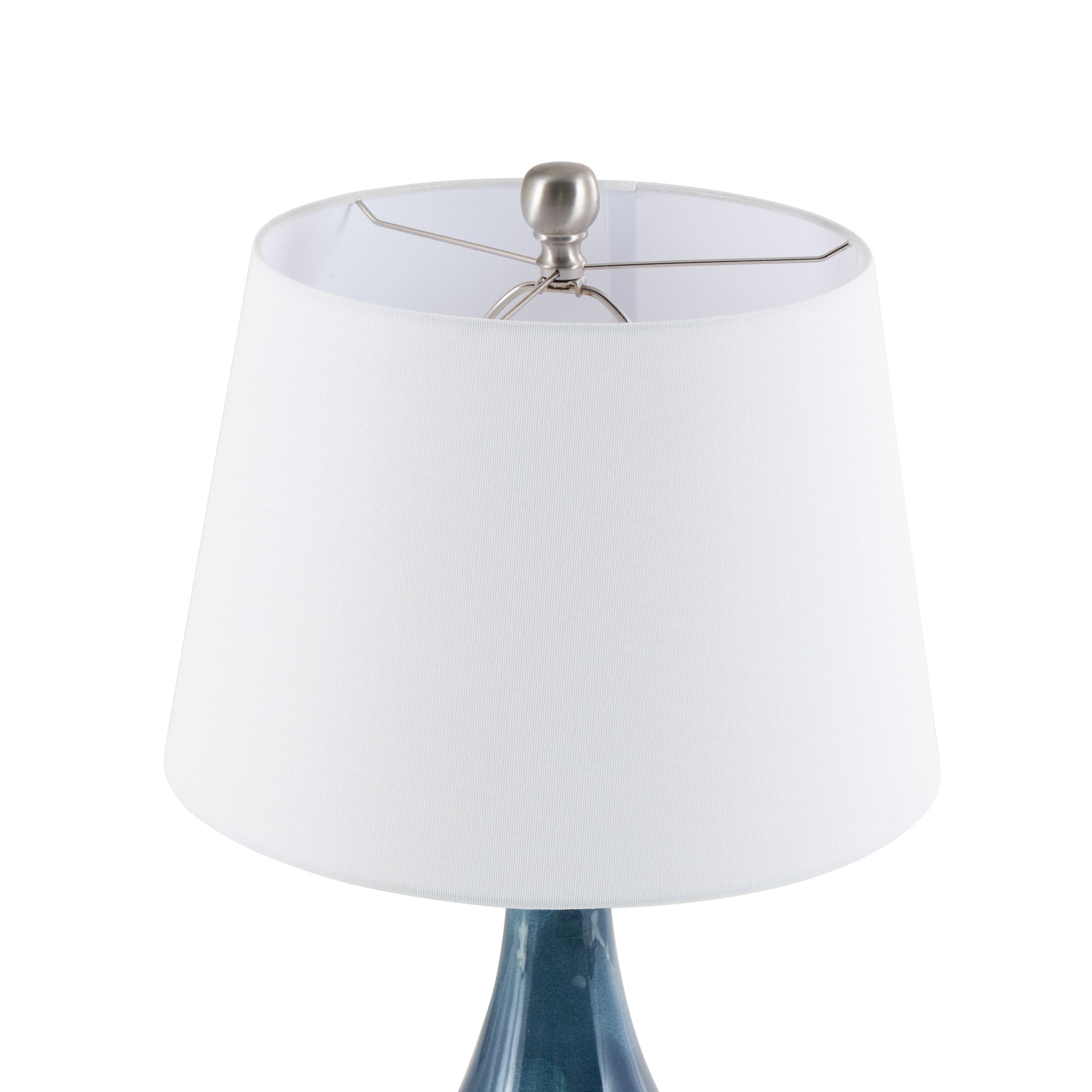 Set of 2 Abstract Teal Ceramic Textured Room Table Lamp with Drum Shade