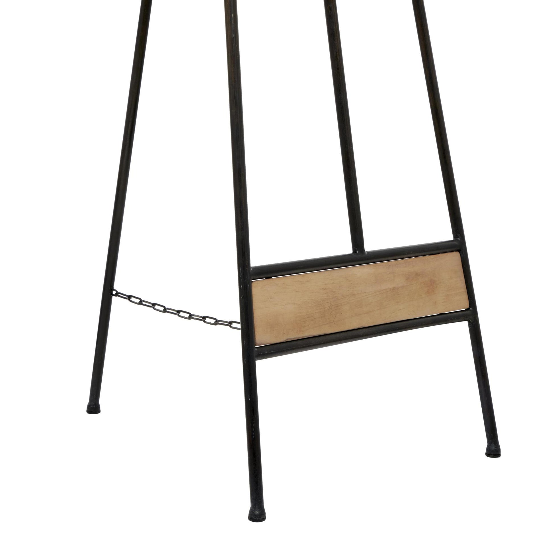 Black Metal Tall Adjustable 3 Tier Display Easel with Chain Support and Wood Accents