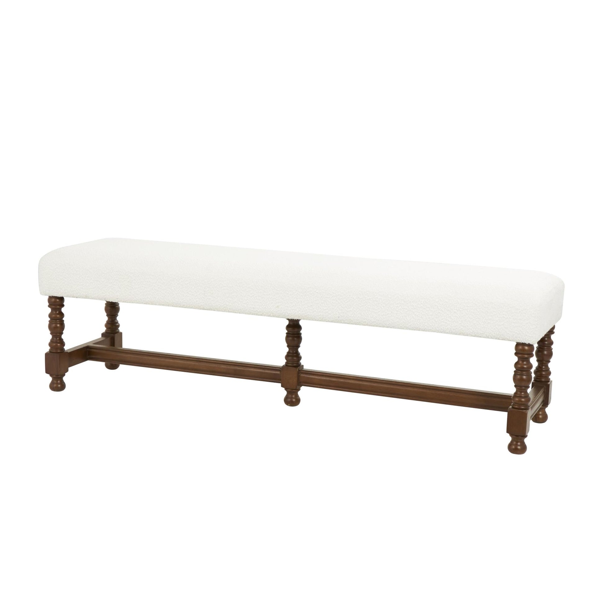 Fabric Home Bench Stool with Traditional Wood Turned Legs