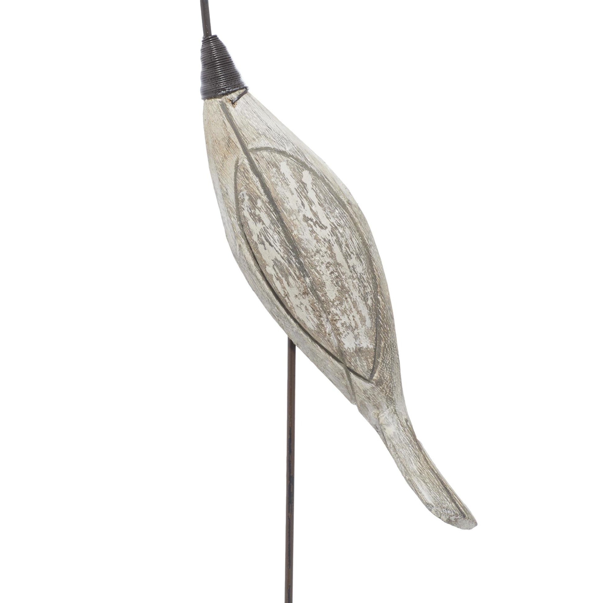 Set of 2 Bird Brown Wood Decorative Sculpture