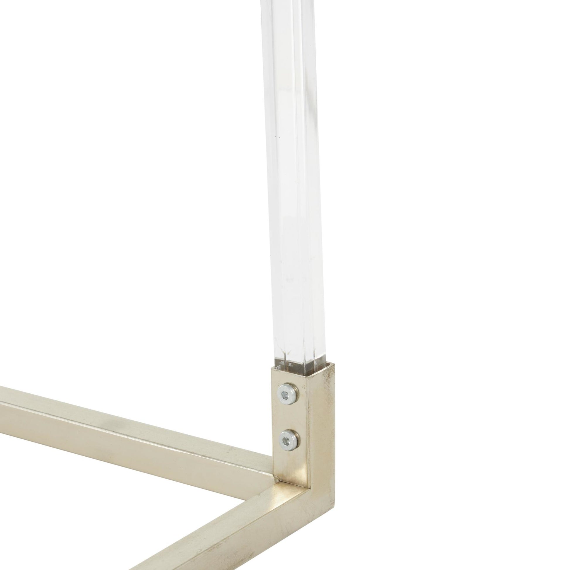Metal Living Room Coffee Table with Clear Glass Top and Acrylic Legs