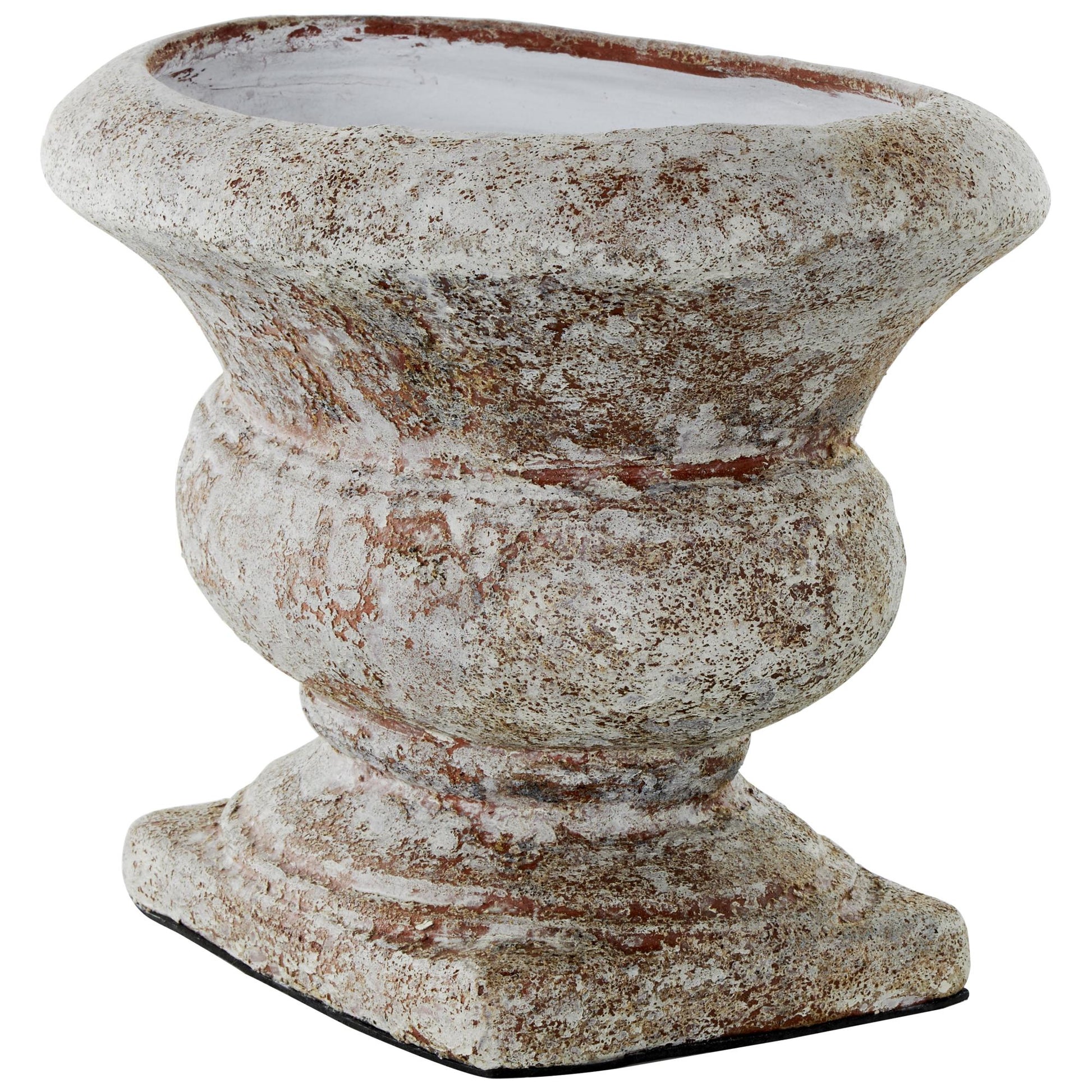 Brown Ceramic Antique Style Textured Wide Decorative Vase with Copper Accents