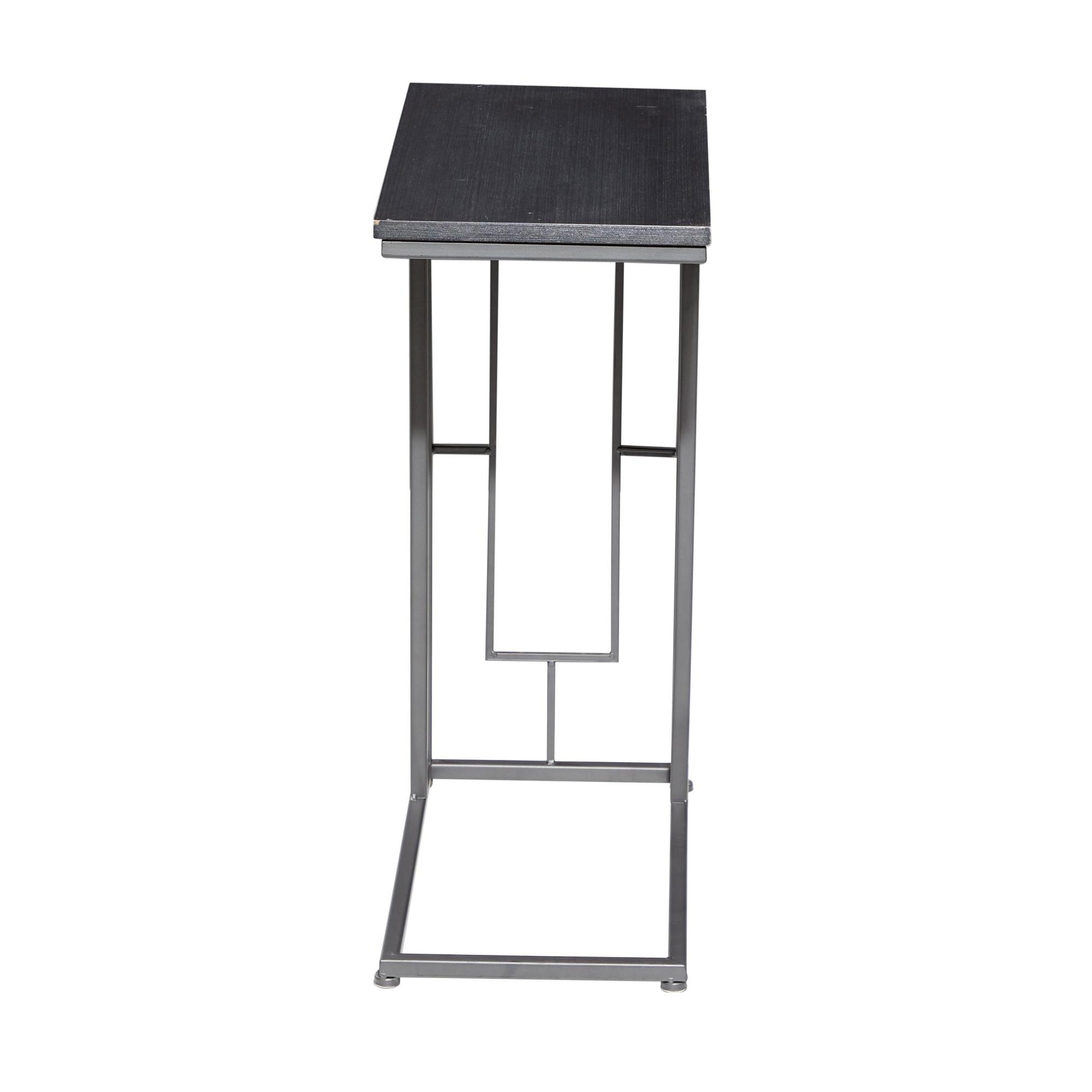 Metal C-Shaped Side End Accent Table with Black Metal Base