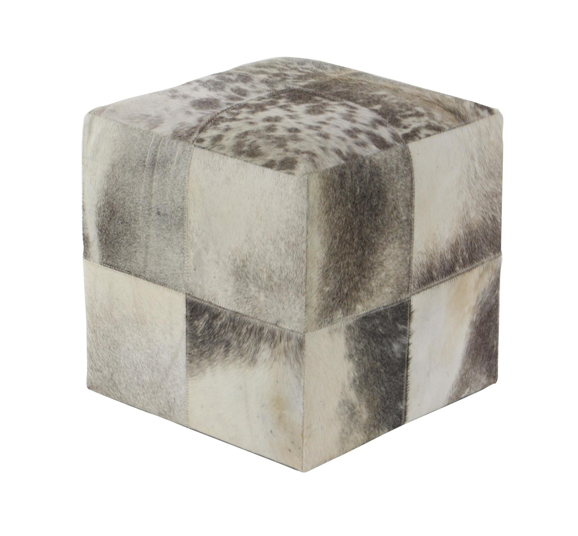 Leather Handmade Cowhide Living Room Stool with Patchwork Pattern