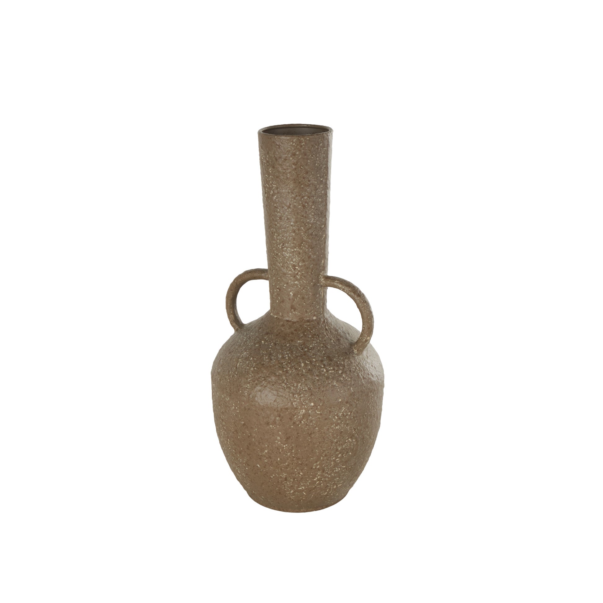 Brown Metal Antique Inspired Decorative Vase with Handles