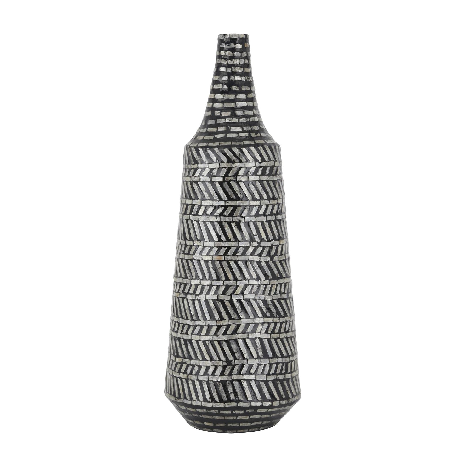 Tribal Black Mother of Pearl Shell Handmade Decorative Vase