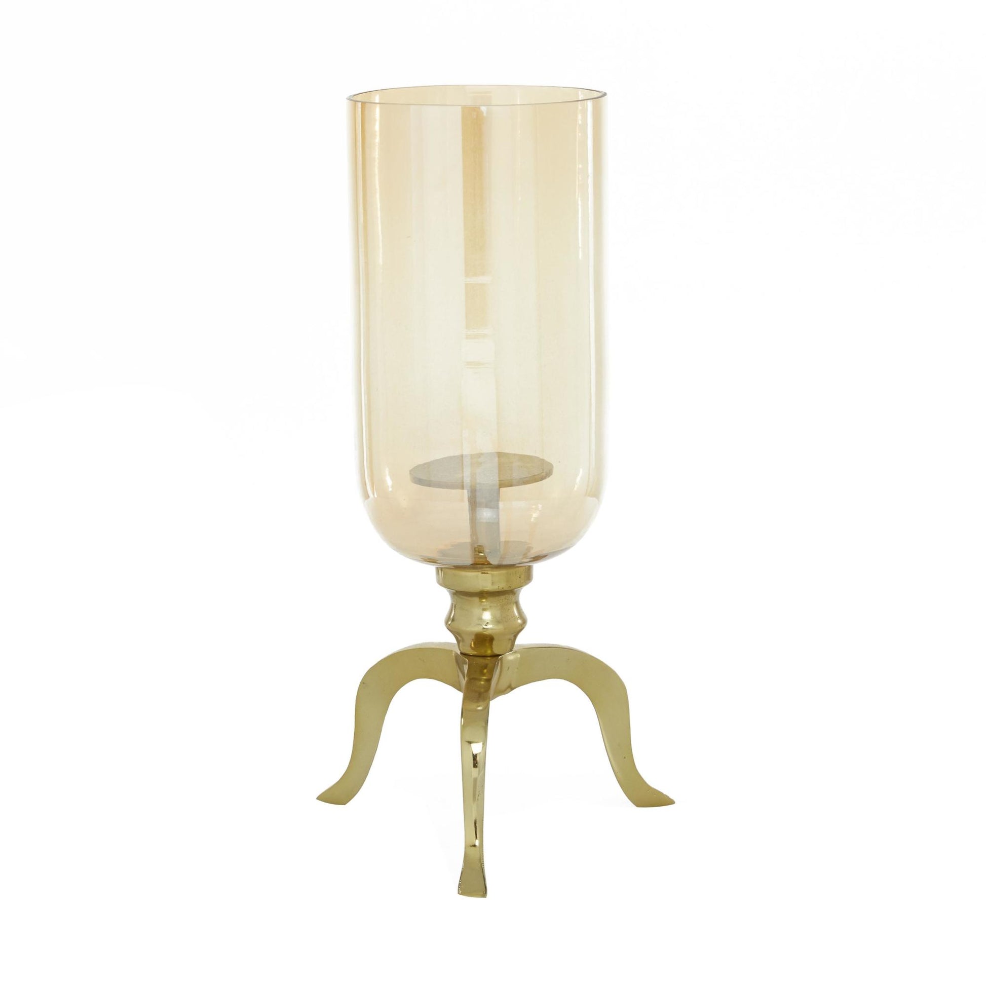 Gold Aluminum Metal Single Candle Room Hurricane Lamp